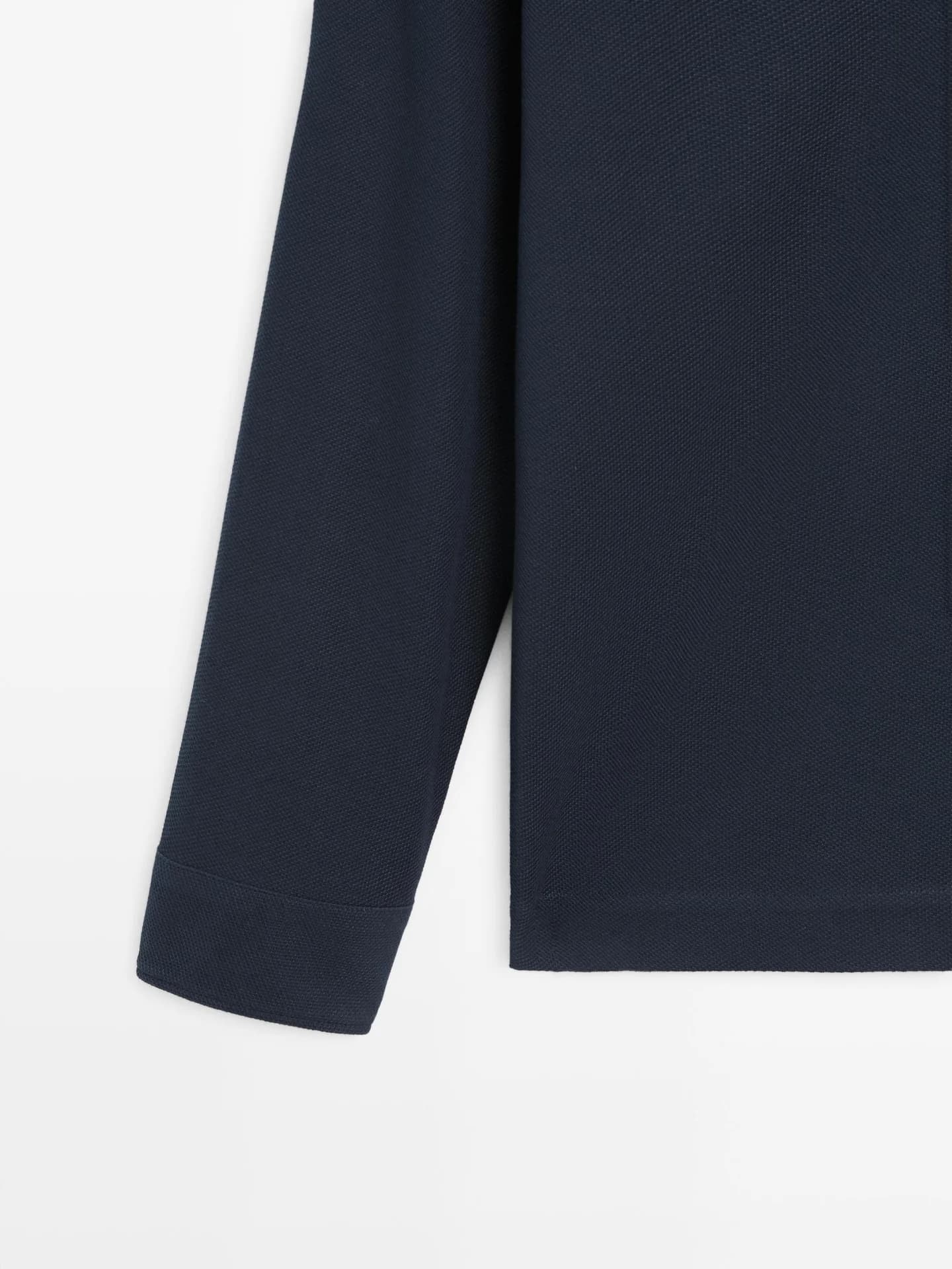 Рубашка-поло из фактурного пике с длинными рукавами - фото 6