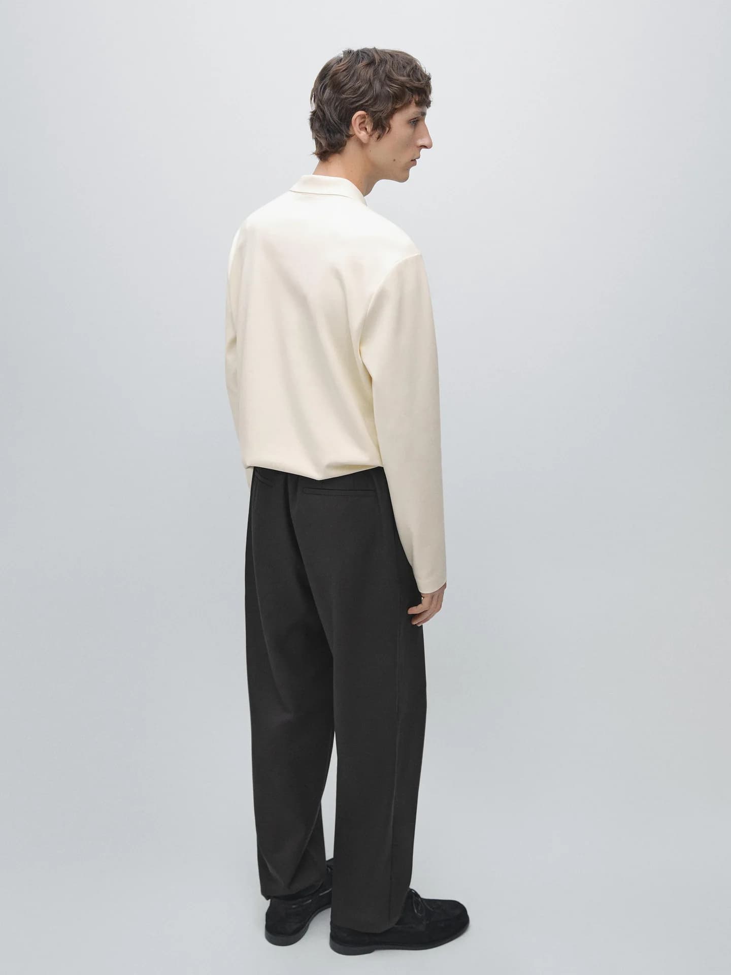 Рубашка-поло с длинными рукавами и ребристой отделкой