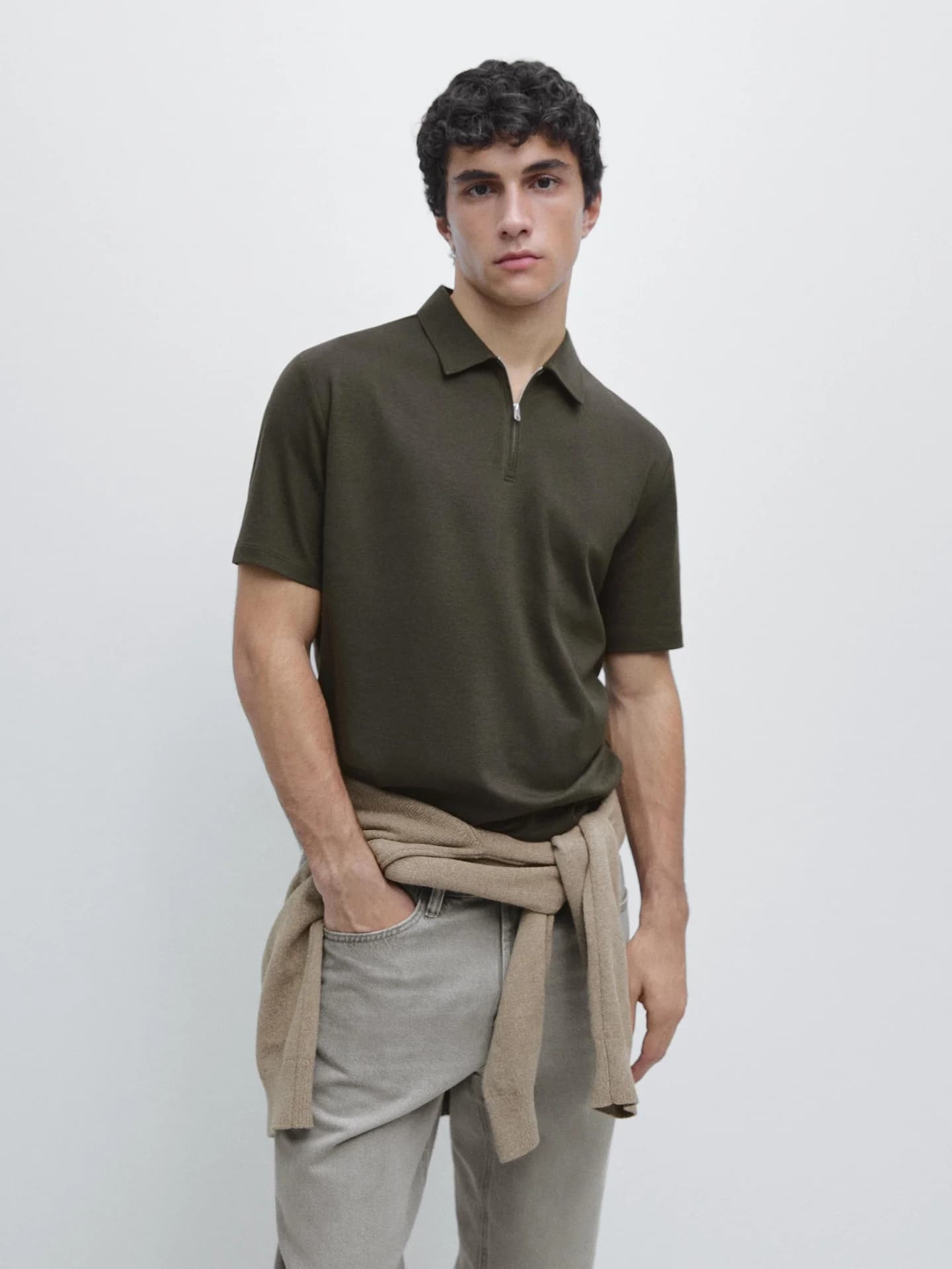 Рубашка-поло с короткими рукавами и молнией