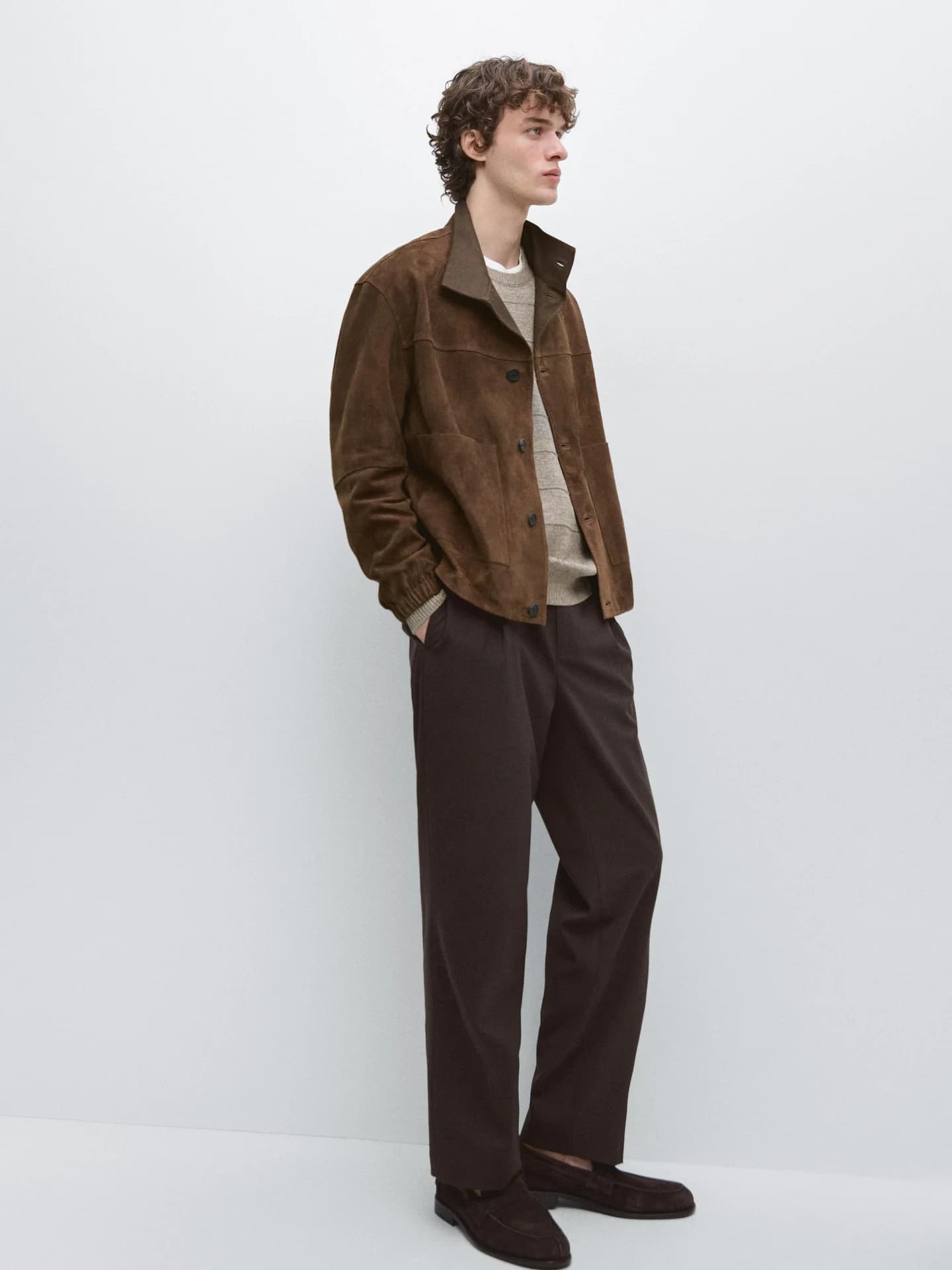 Брюки свободного кроя из прохладной смесовой шерсти. - фото 4