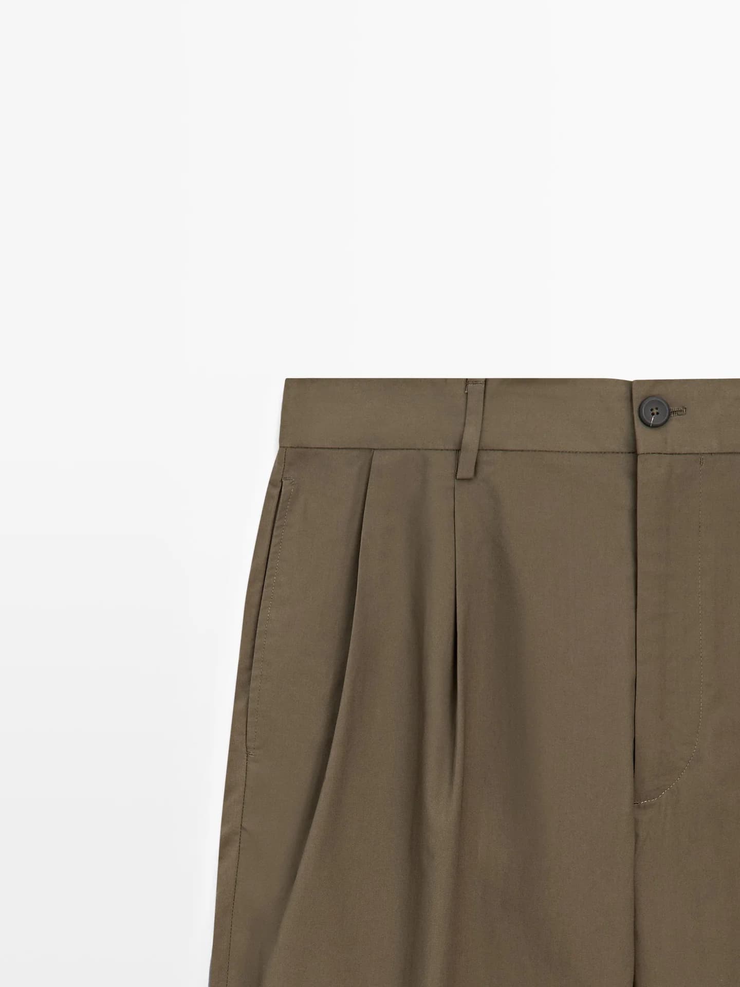 Хлопковые брюки с двойными складками - фото 7