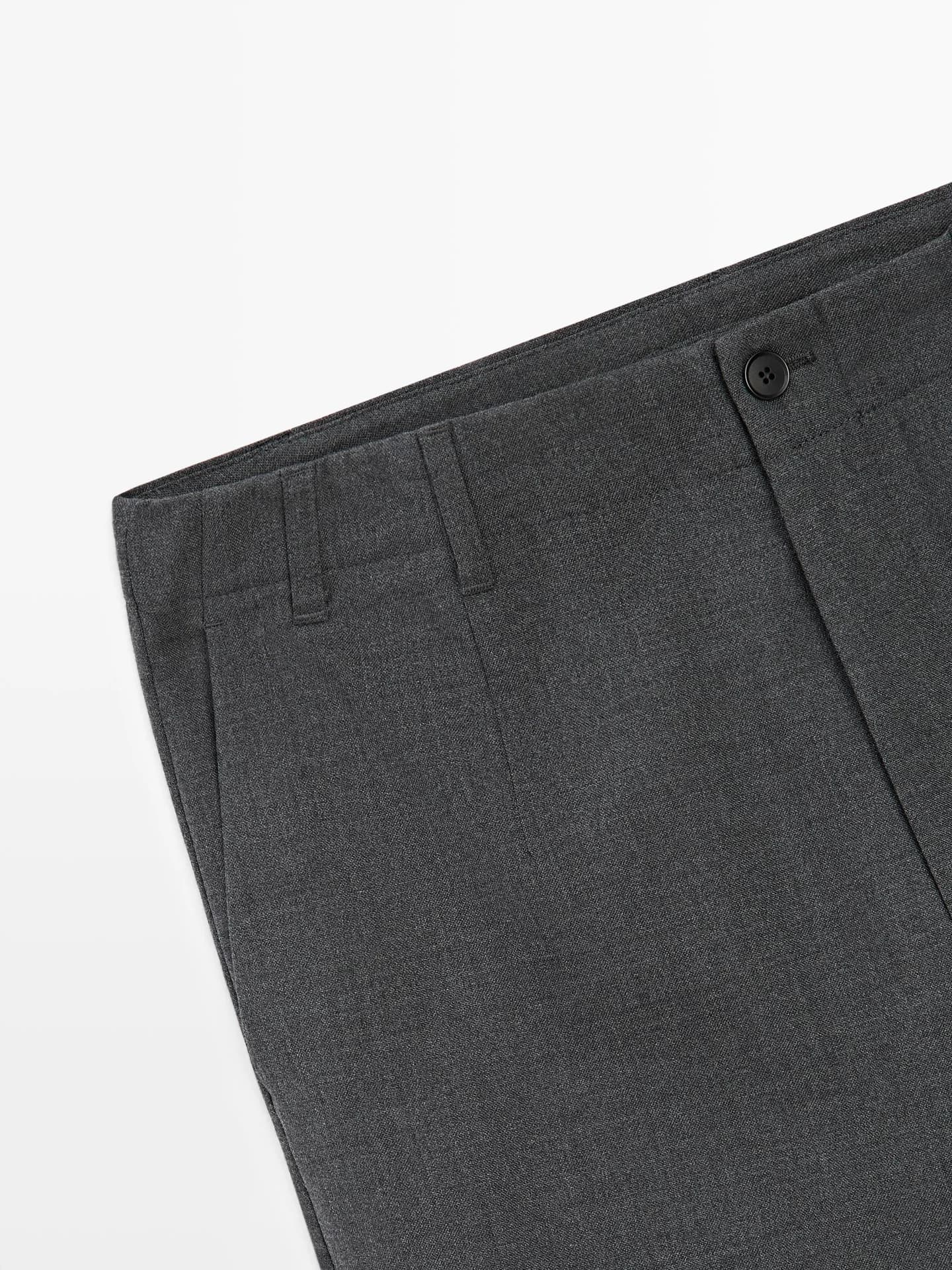 Брюки структурированного плетения из прохладной шерсти. - фото 6