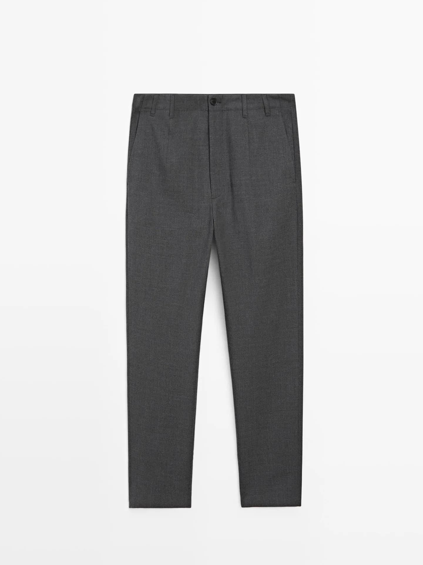 Брюки структурированного плетения из прохладной шерсти. - фото 10