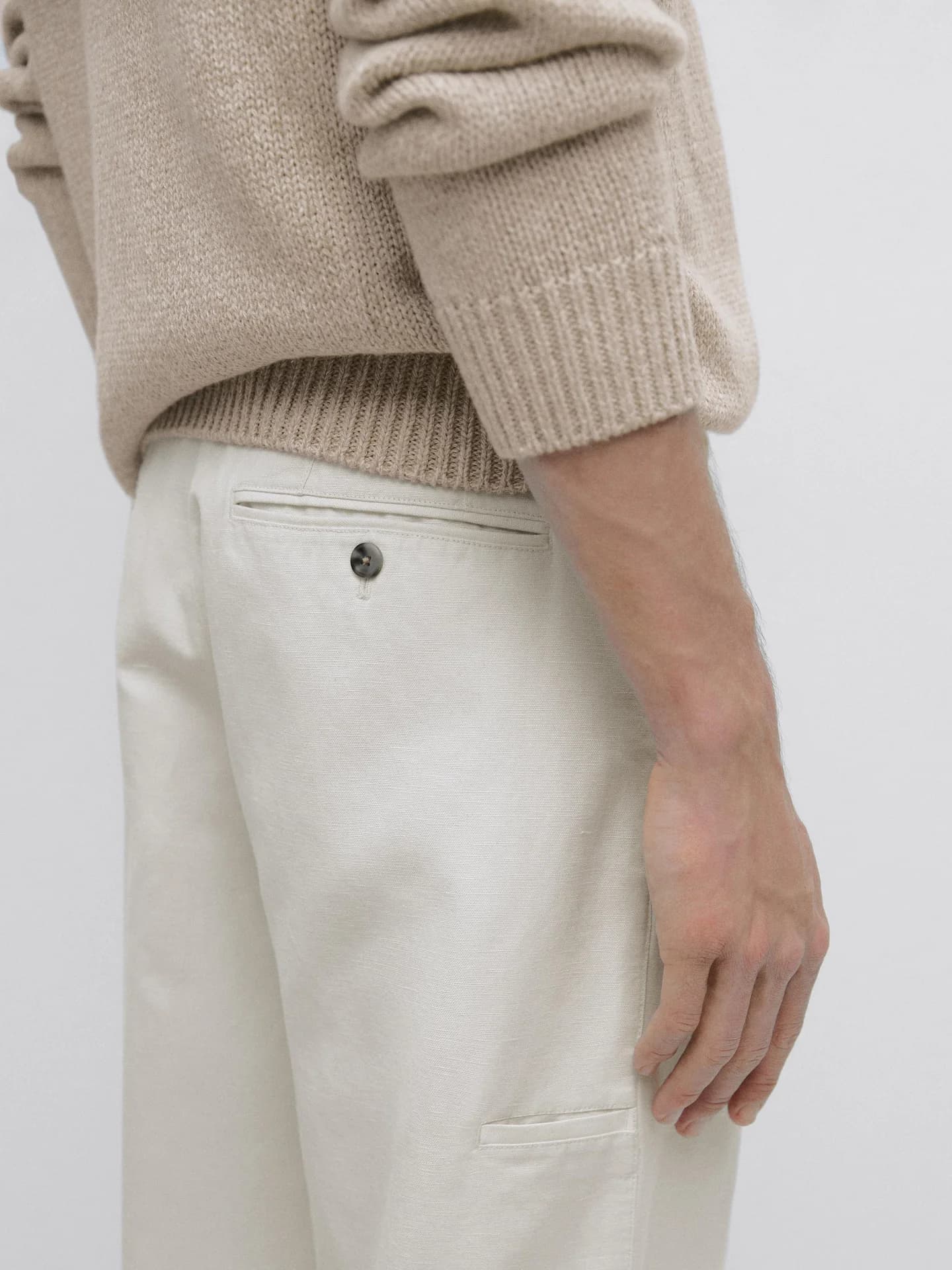 Зауженные брюки из хлопка и льна - фото 4