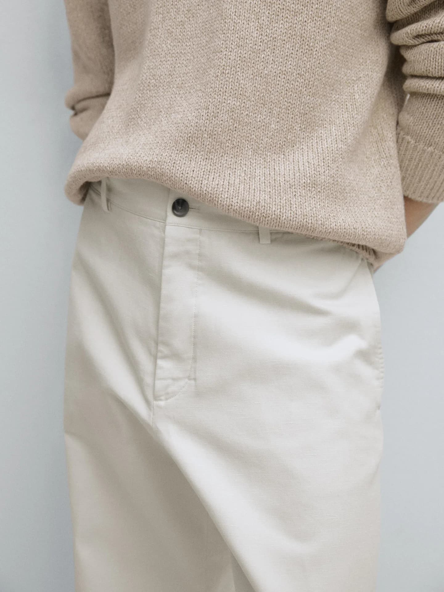 Зауженные брюки из хлопка и льна - фото 5