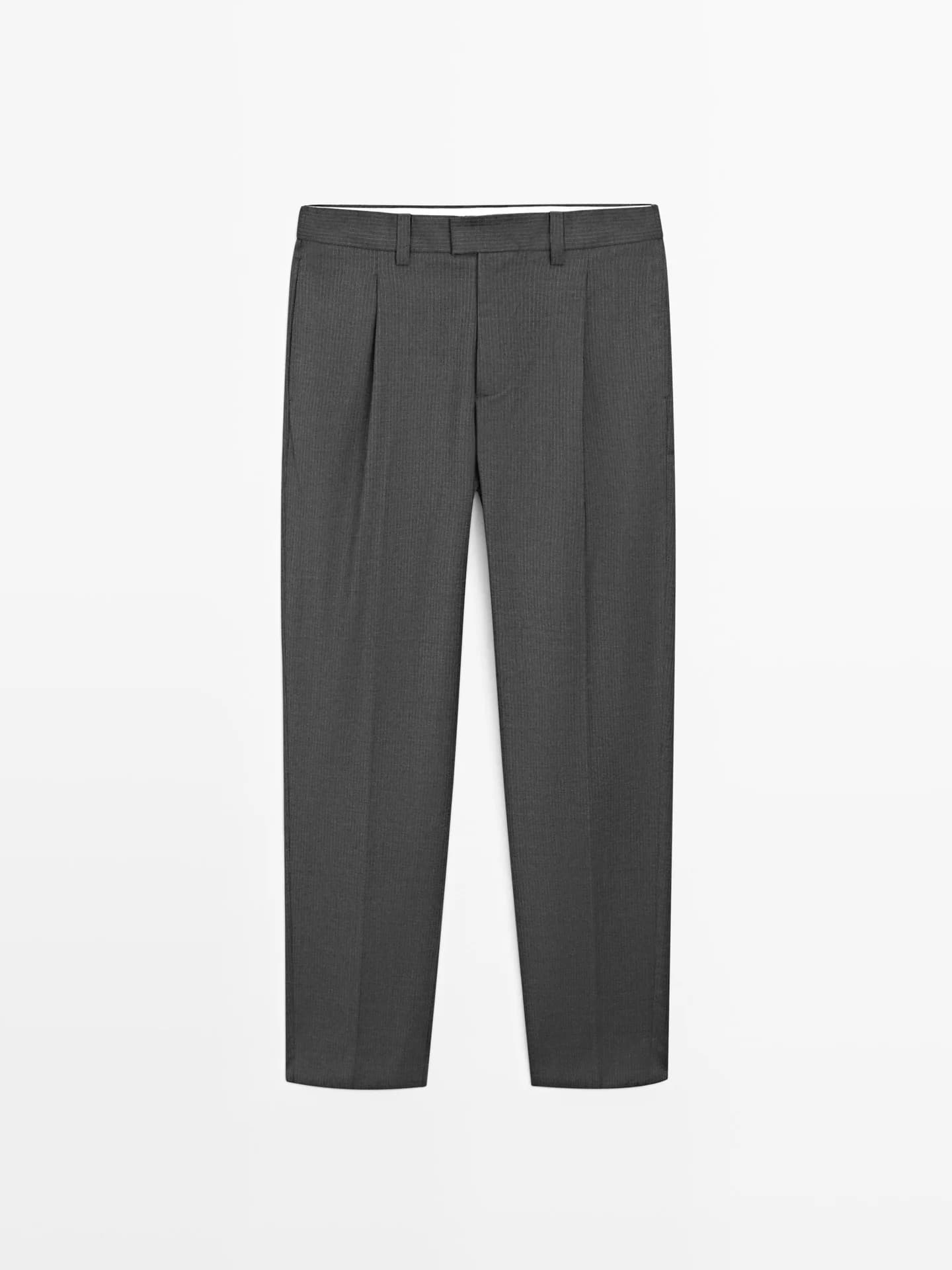 Брюки из смесовой шерсти со складками - фото 4