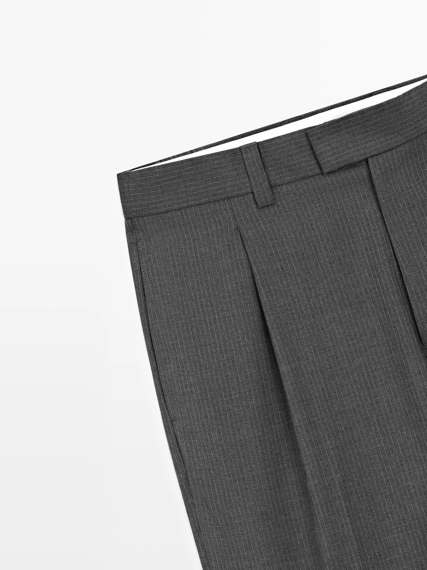 Брюки из смесовой шерсти со складками - фото 7