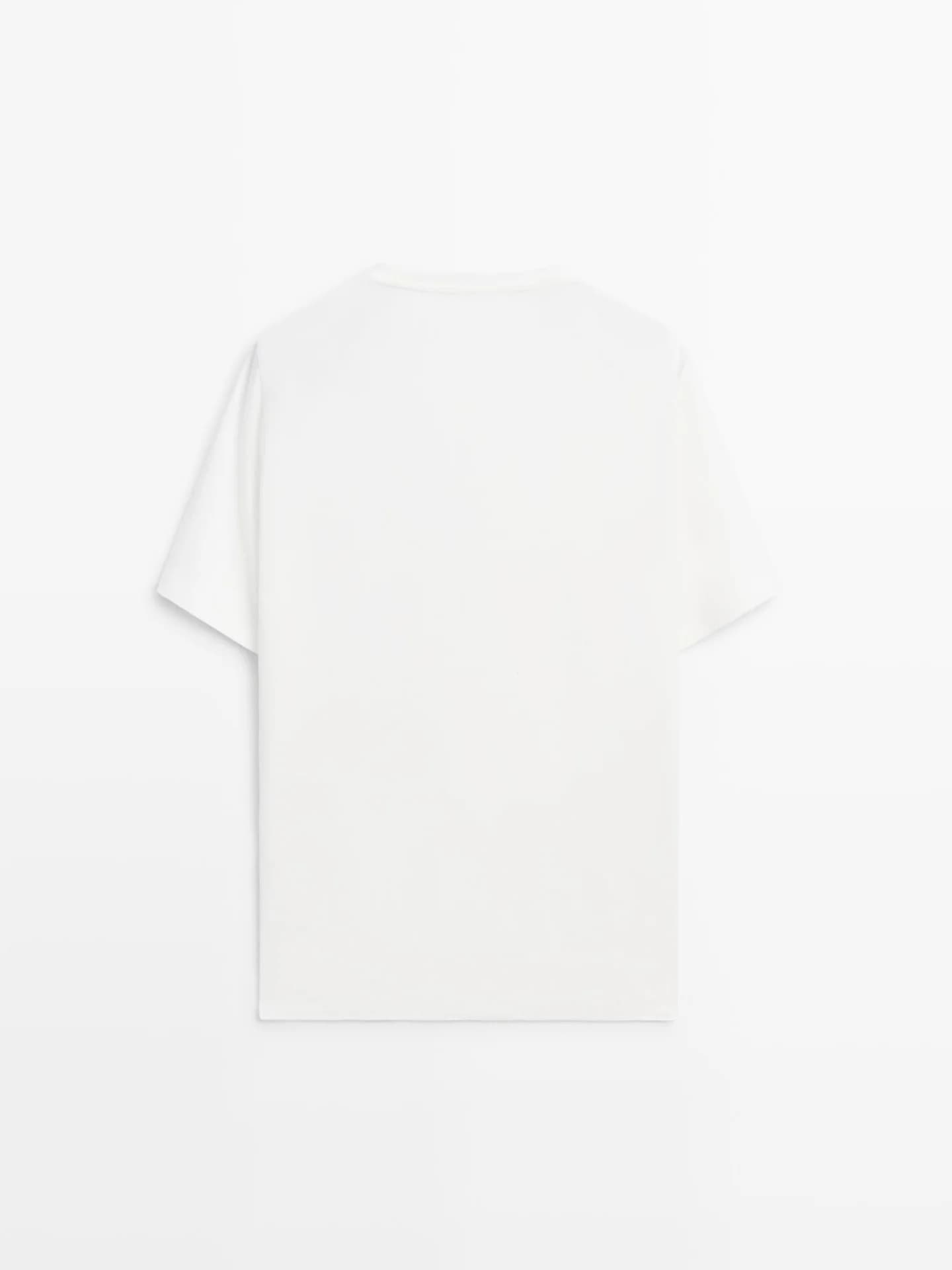 Футболка с короткими рукавами из смесового льна - фото 5