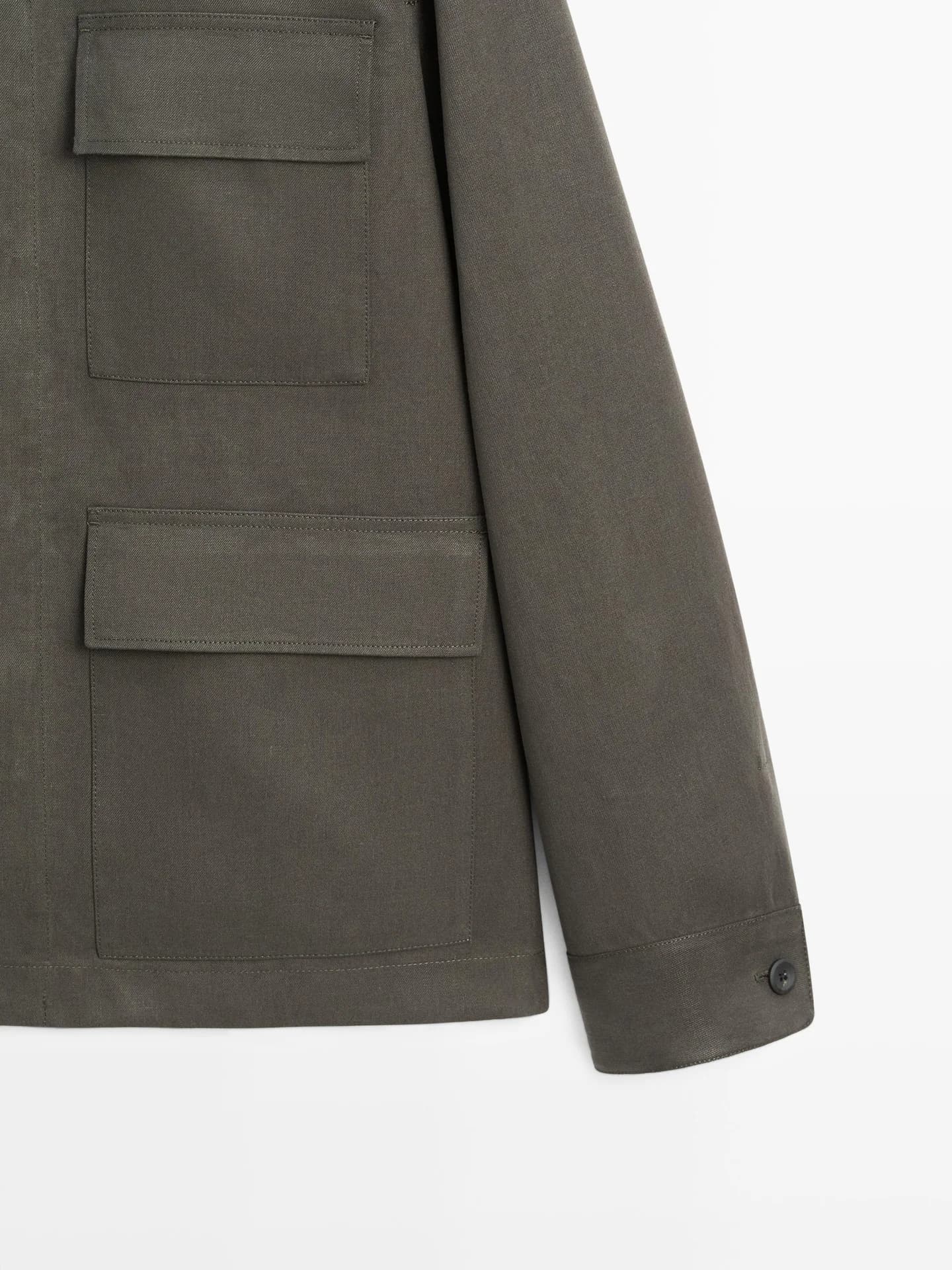 Верхняя рубашка с деталями из льняного кармана - фото 11