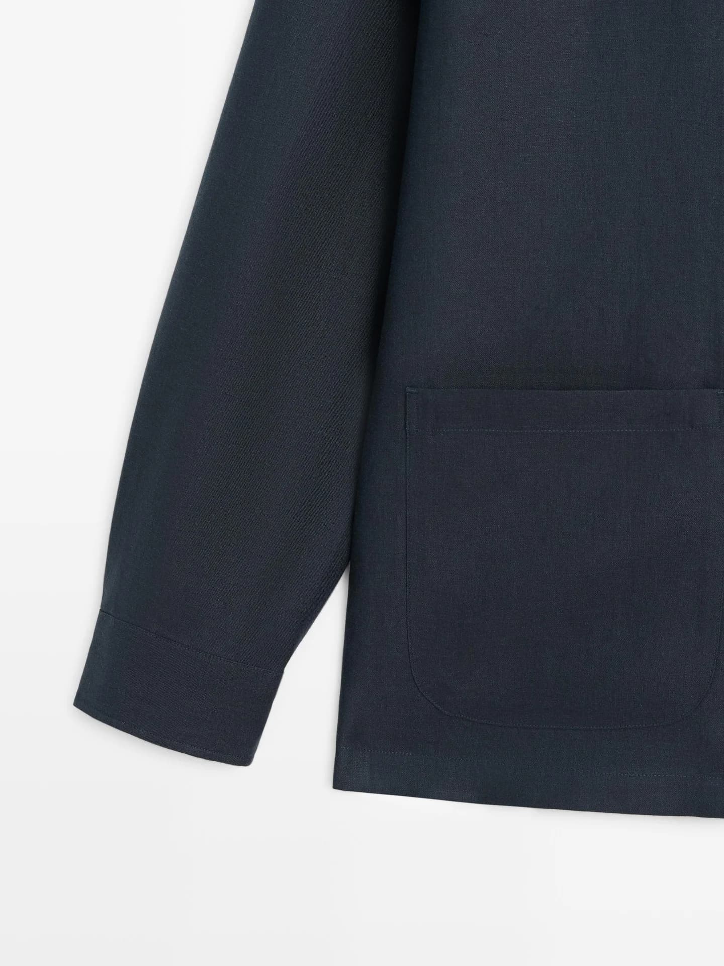 Льняная рубашка с карманом - фото 9