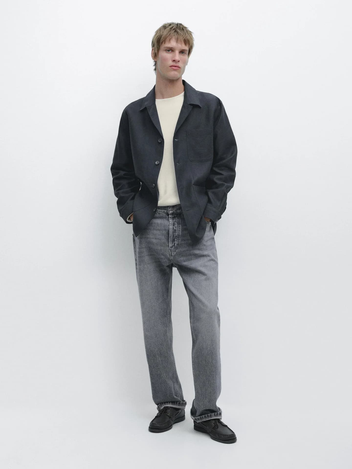 Льняная рубашка с карманом - фото 17