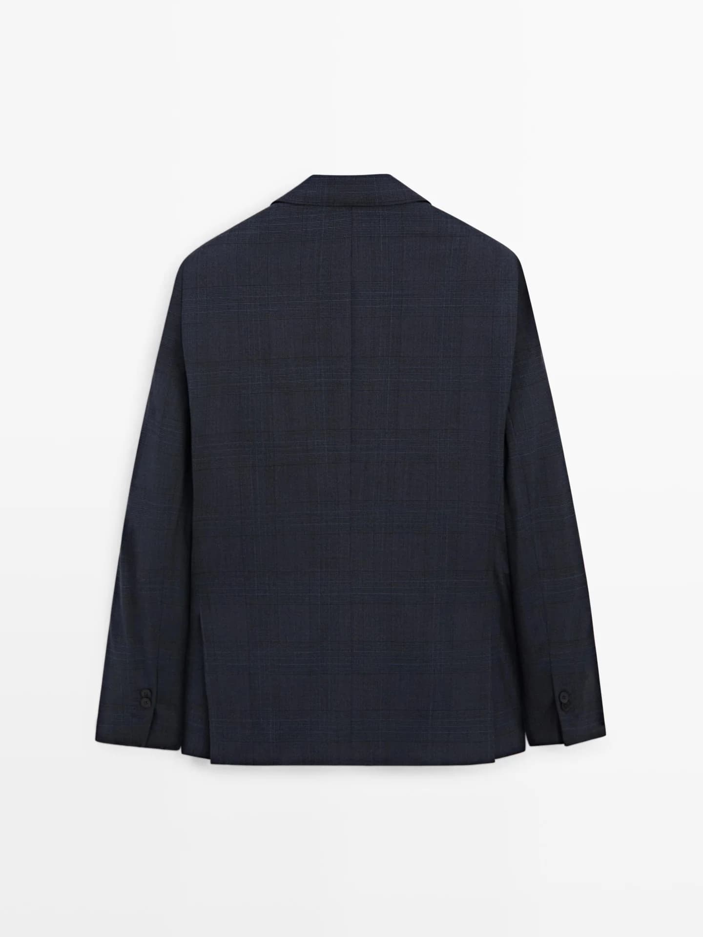 Костюмный пиджак из смесовой шерсти в клетку. - фото 3