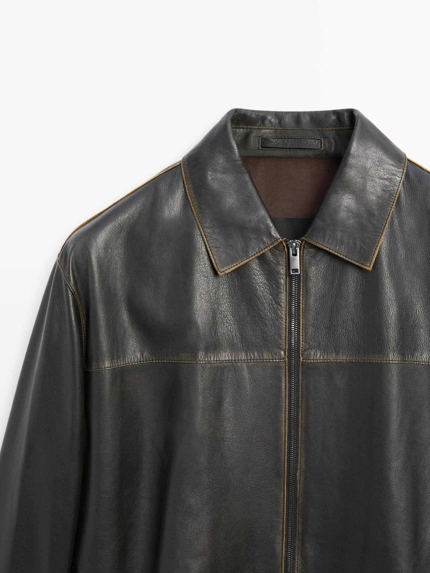 Кожаная куртка с эффектом потертости - фото 4