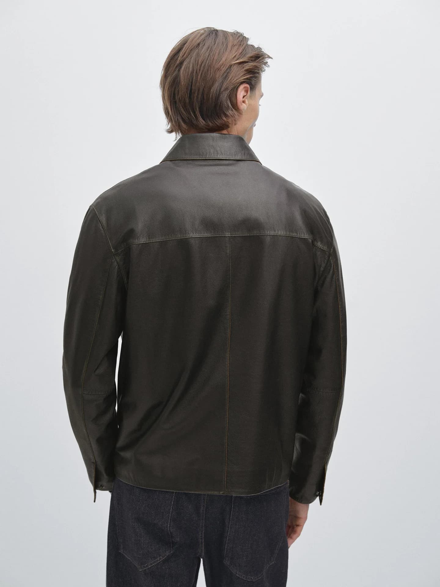 Кожаная куртка с эффектом потертости - фото 5