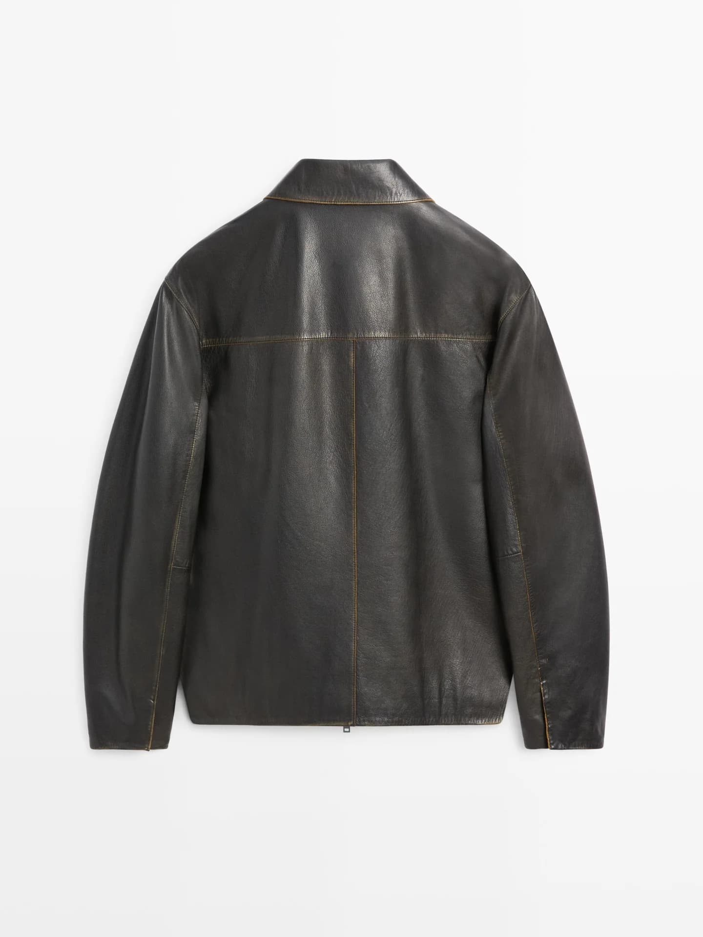 Кожаная куртка с эффектом потертости - фото 6