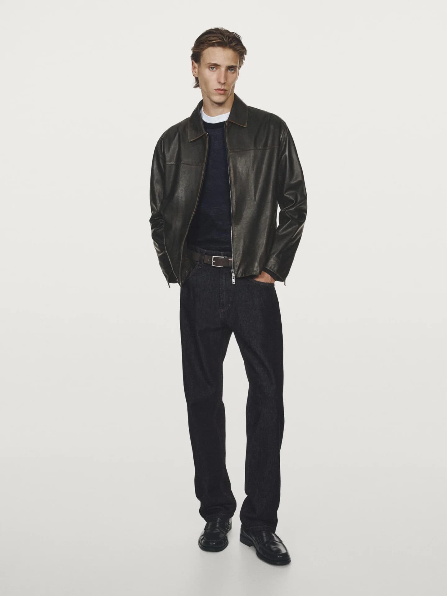 Кожаная куртка с эффектом потертости - фото 10