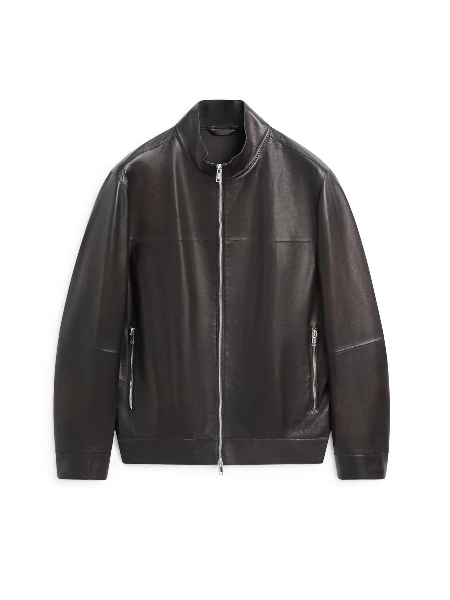 Куртка из кожи наппа с эффектом потертости - фото 6