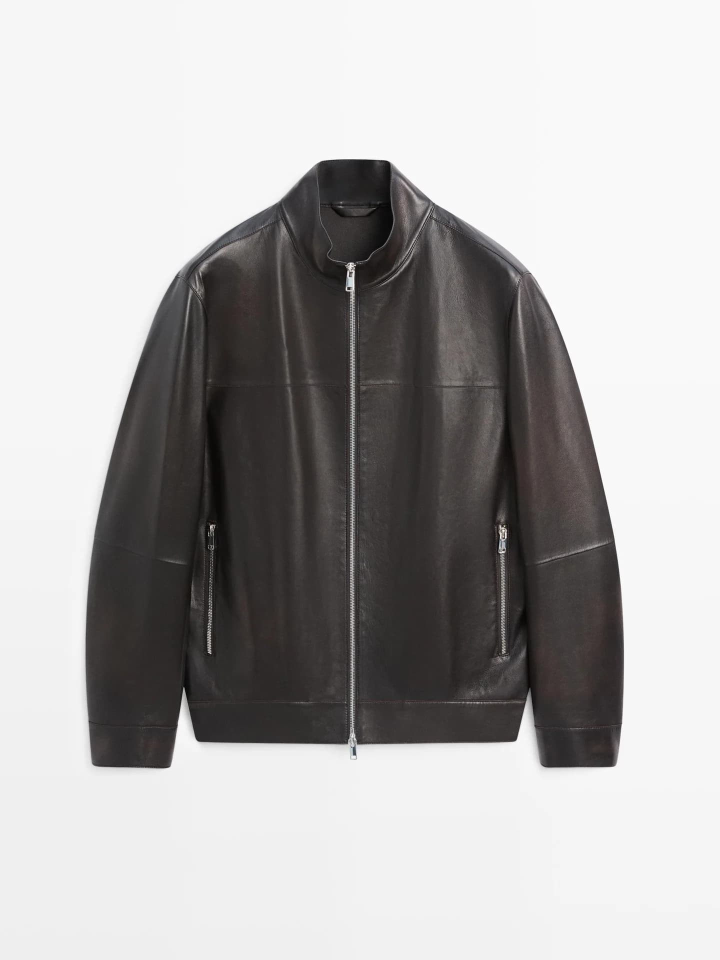 Куртка из кожи наппа с эффектом потертости - фото 7