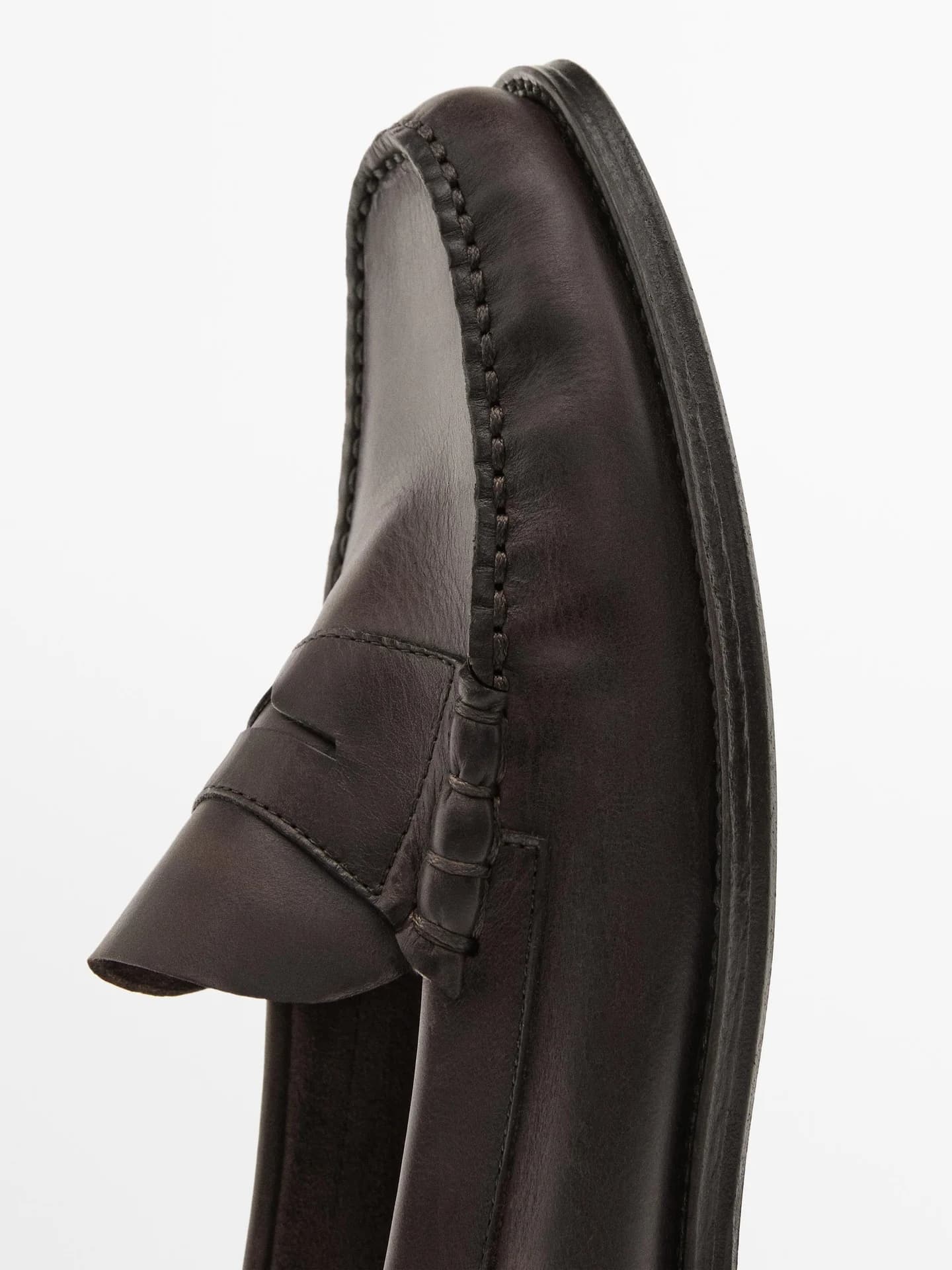 Мокасины с поперечным ремешком из промасленной кожи. - фото 6