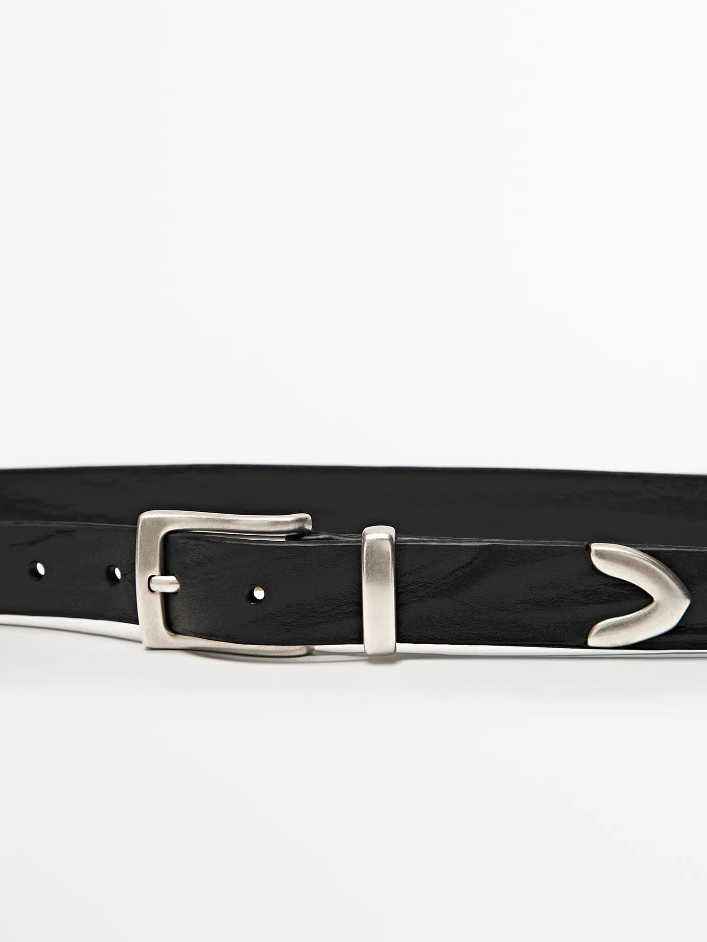 Ремень из кожи наппа с деталью на носке - фото 5