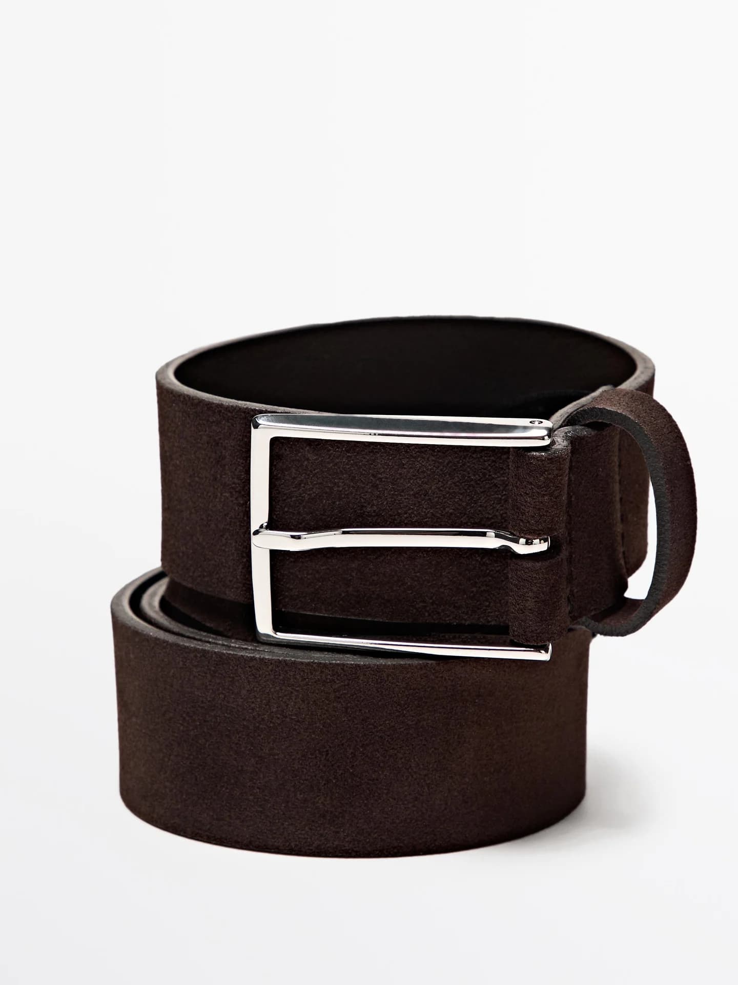 Ремень из велюровой кожи наппа с никелированной пряжкой - фото 4