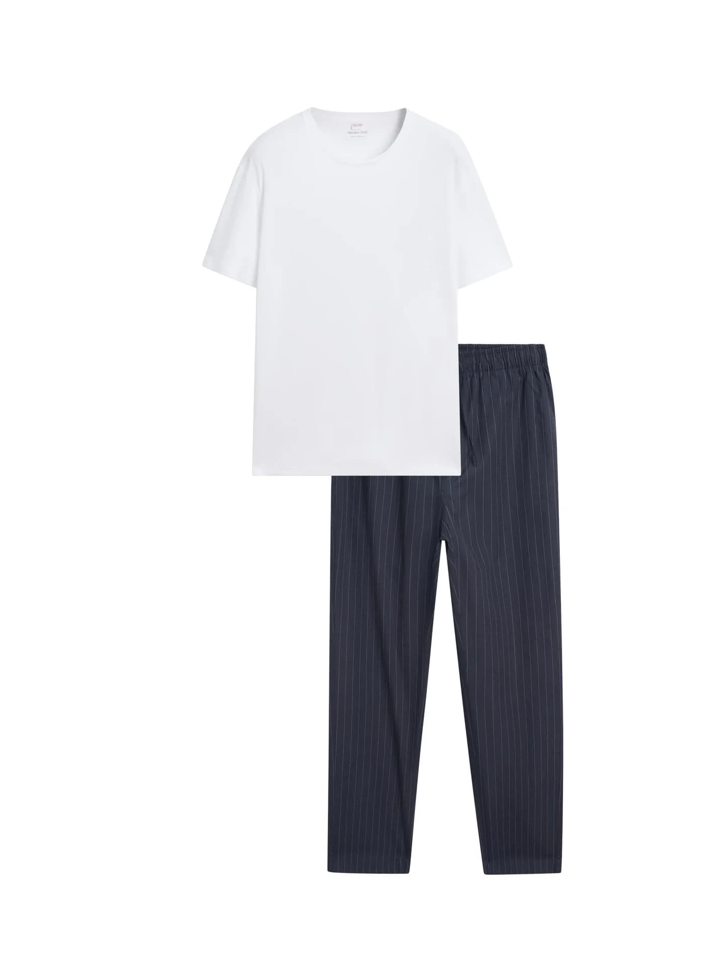 Пижамный топ с короткими рукавами и полосатые брюки. - фото 3