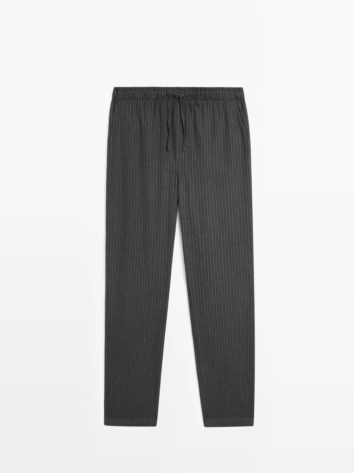 Пижама в полоску из 100% хлопка и футболка с длинными рукавами. - фото 2