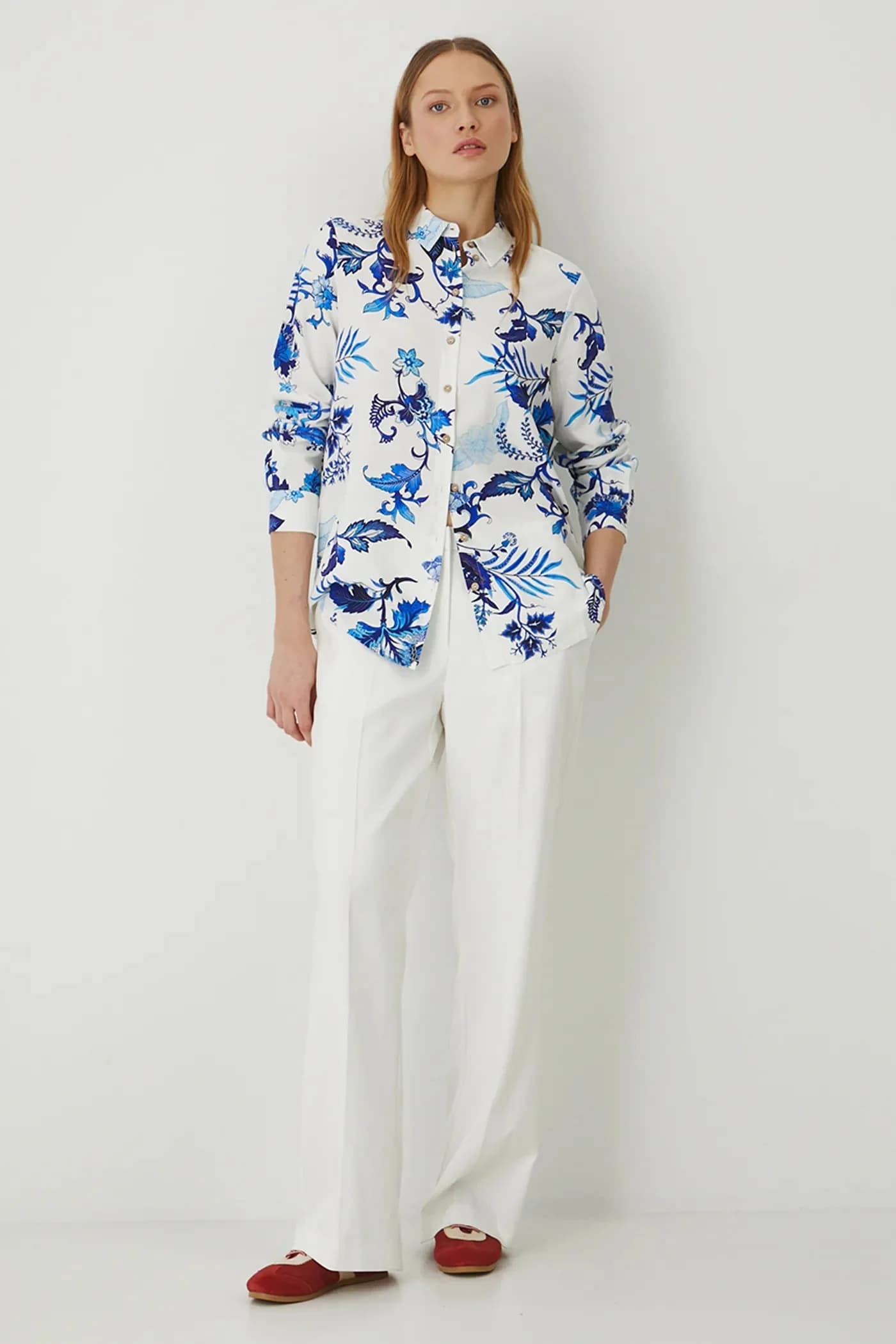 Рубашка из смесового льна - фото 2