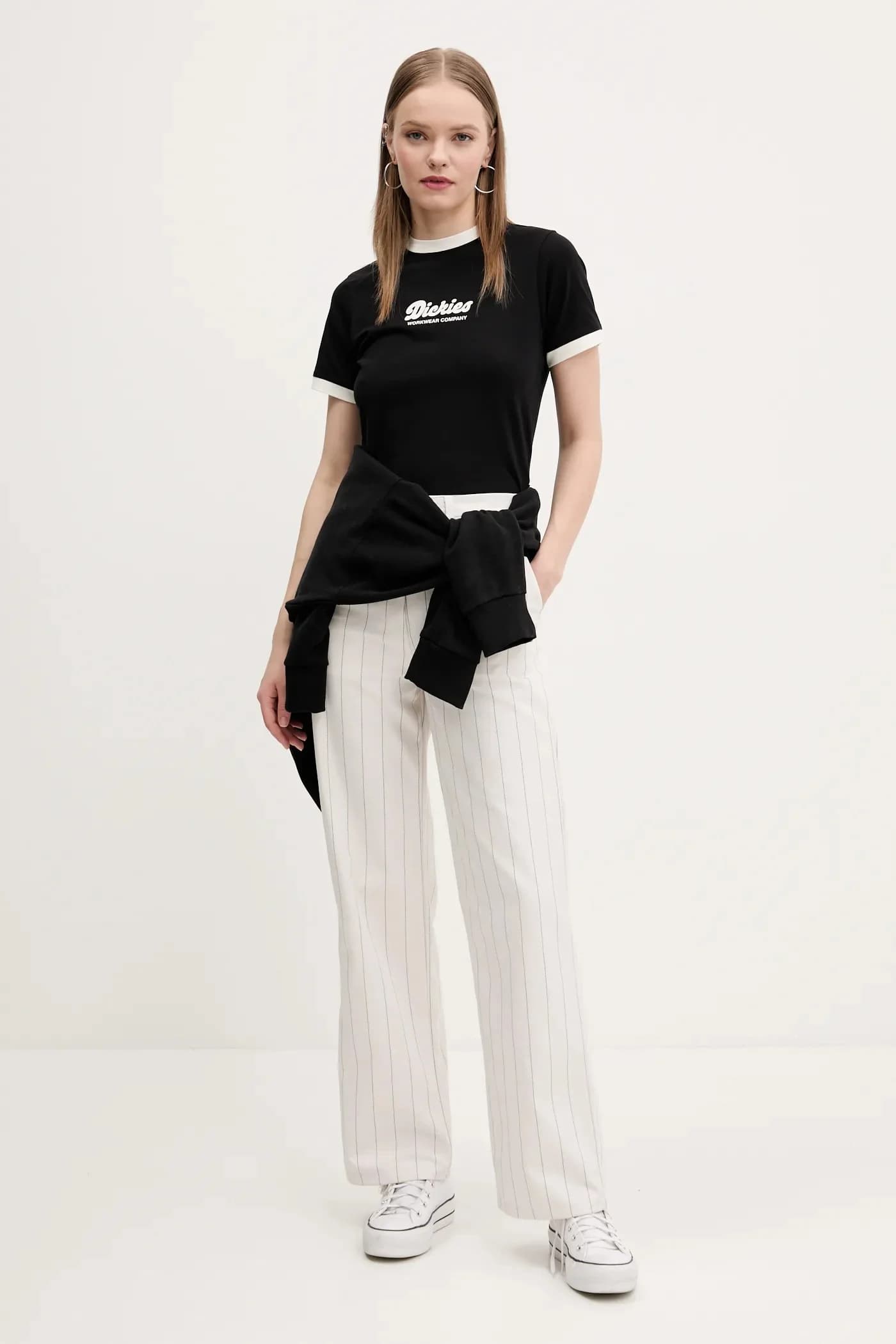 БРЮКИ В ТОННУЮ ПОЛОСКУ - фото 2