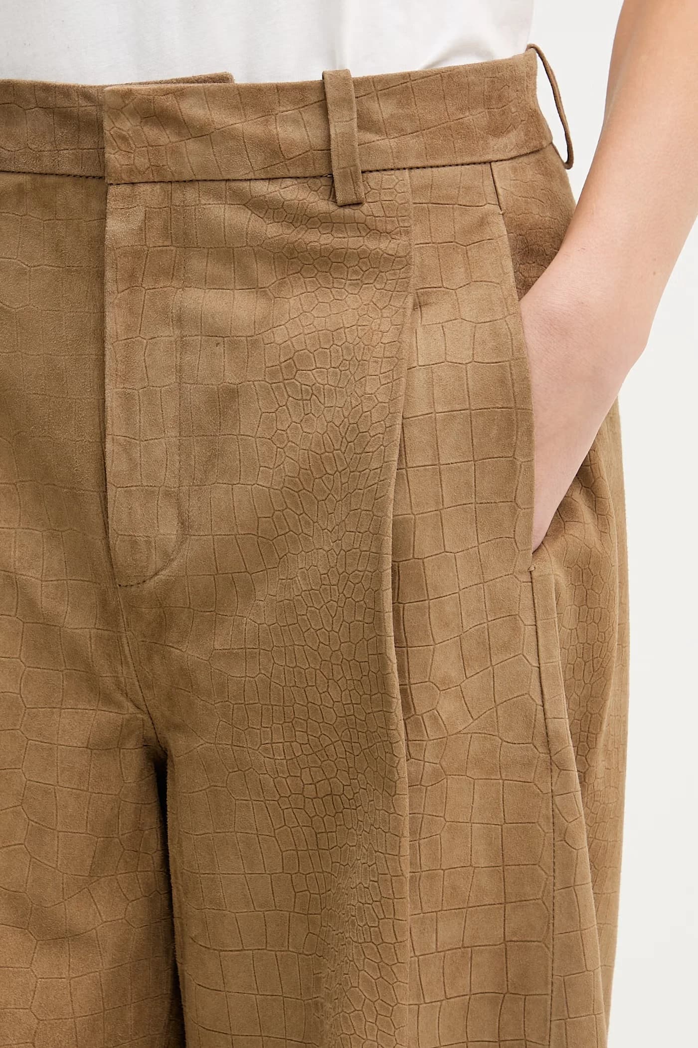 Женские кожаные широкие брюки - фото 4