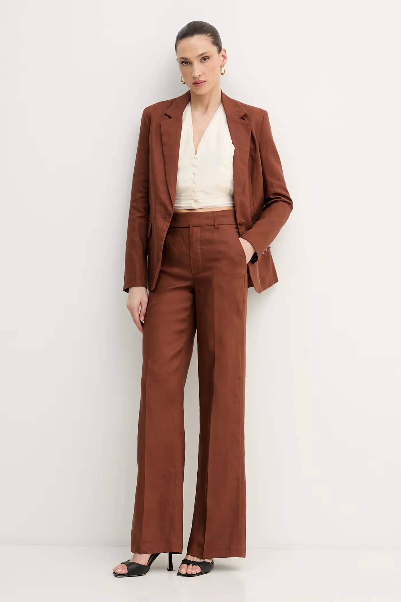 PLIMPI льняные прямые женские брюки - фото 2