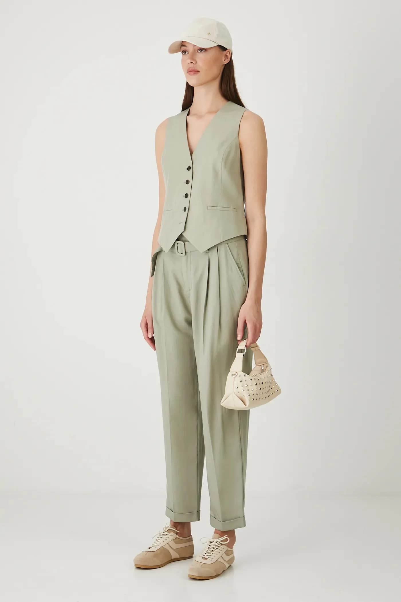 Брюки из смесового льна