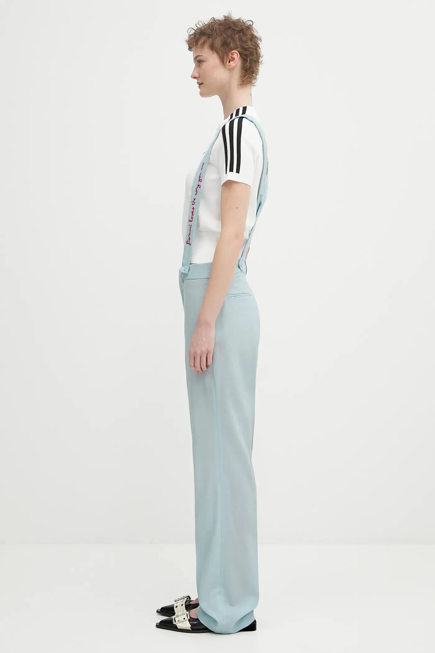 Шерстяные брюки с вышитыми подтяжками - фото 2