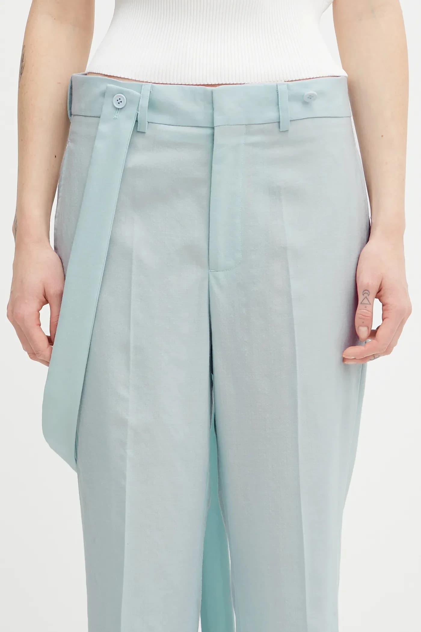 Шерстяные брюки с вышитыми подтяжками - фото 6