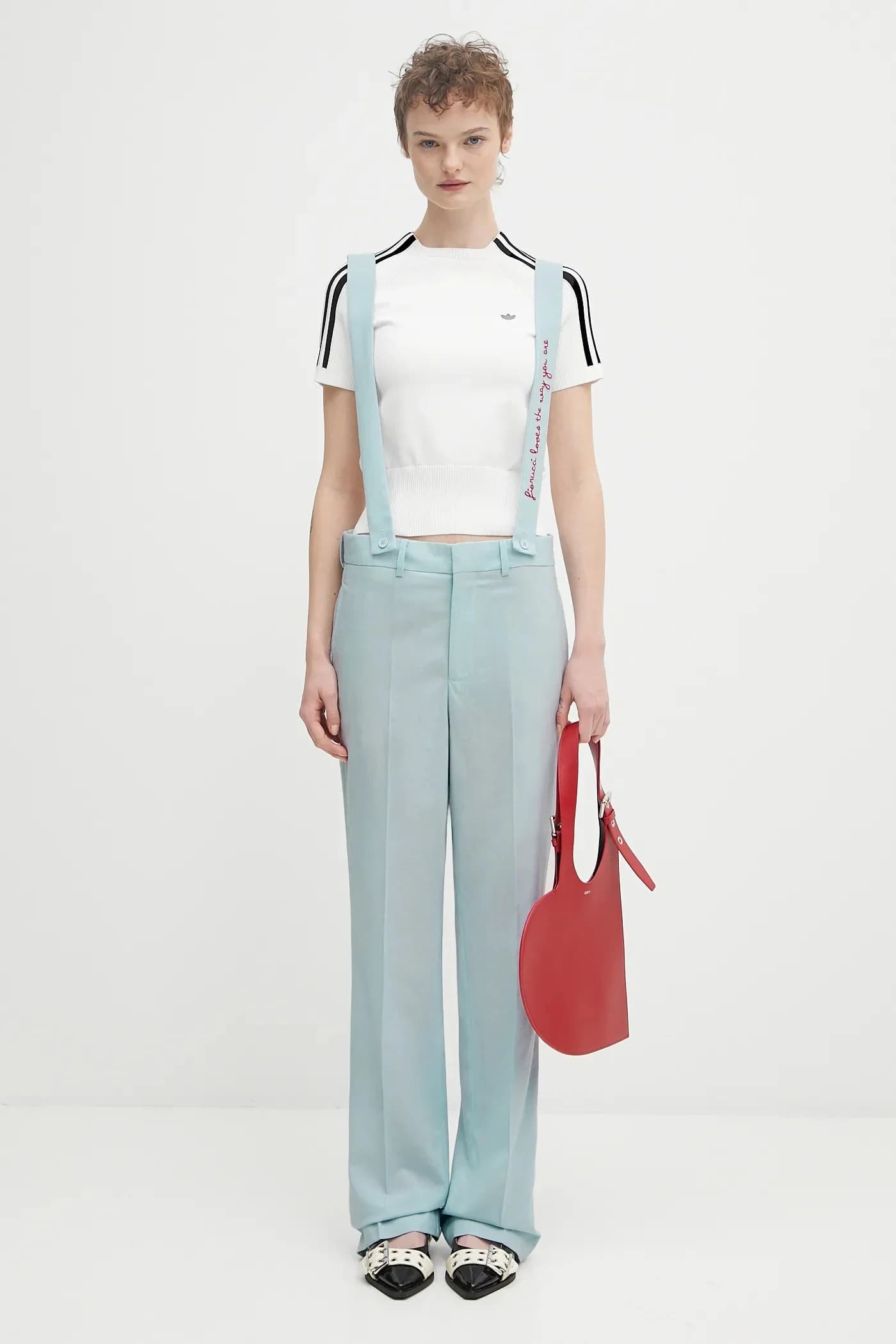 Шерстяные брюки с вышитыми подтяжками - фото 7