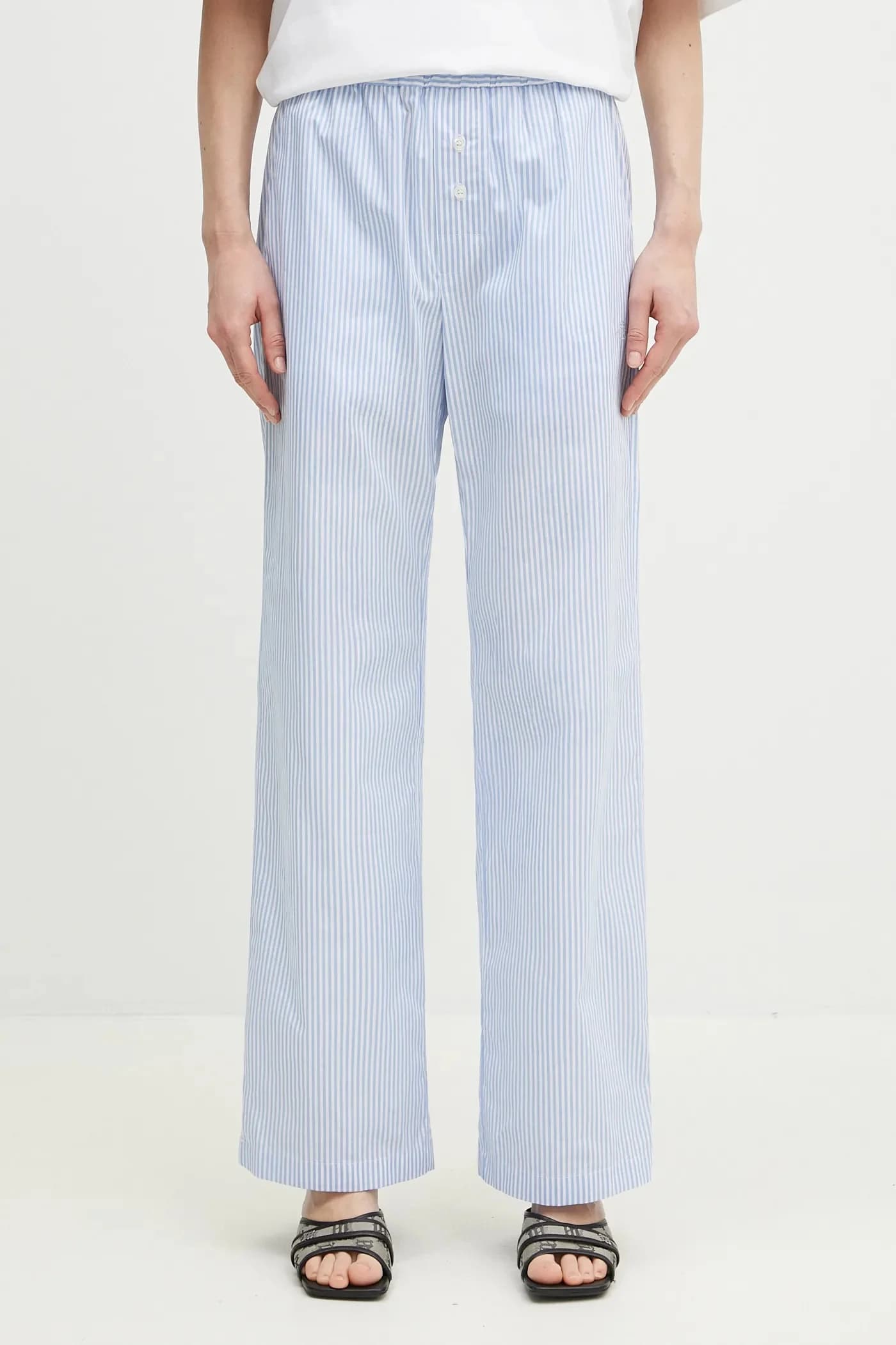 Хлопковые брюки в полоску с логотипом