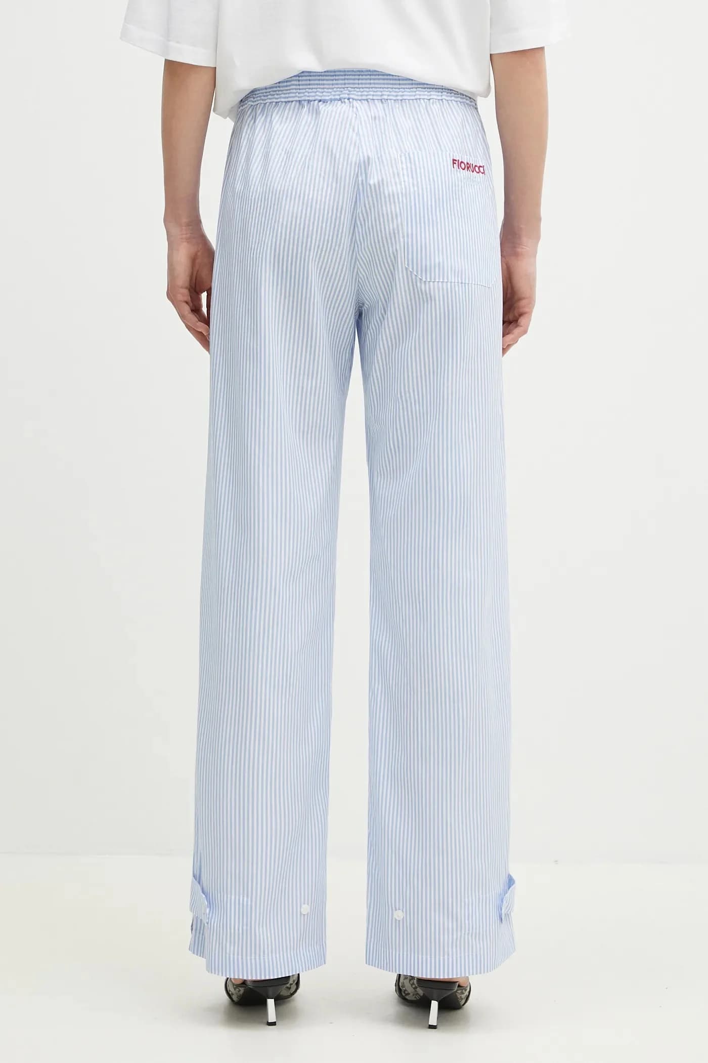 Хлопковые брюки в полоску с логотипом - фото 3