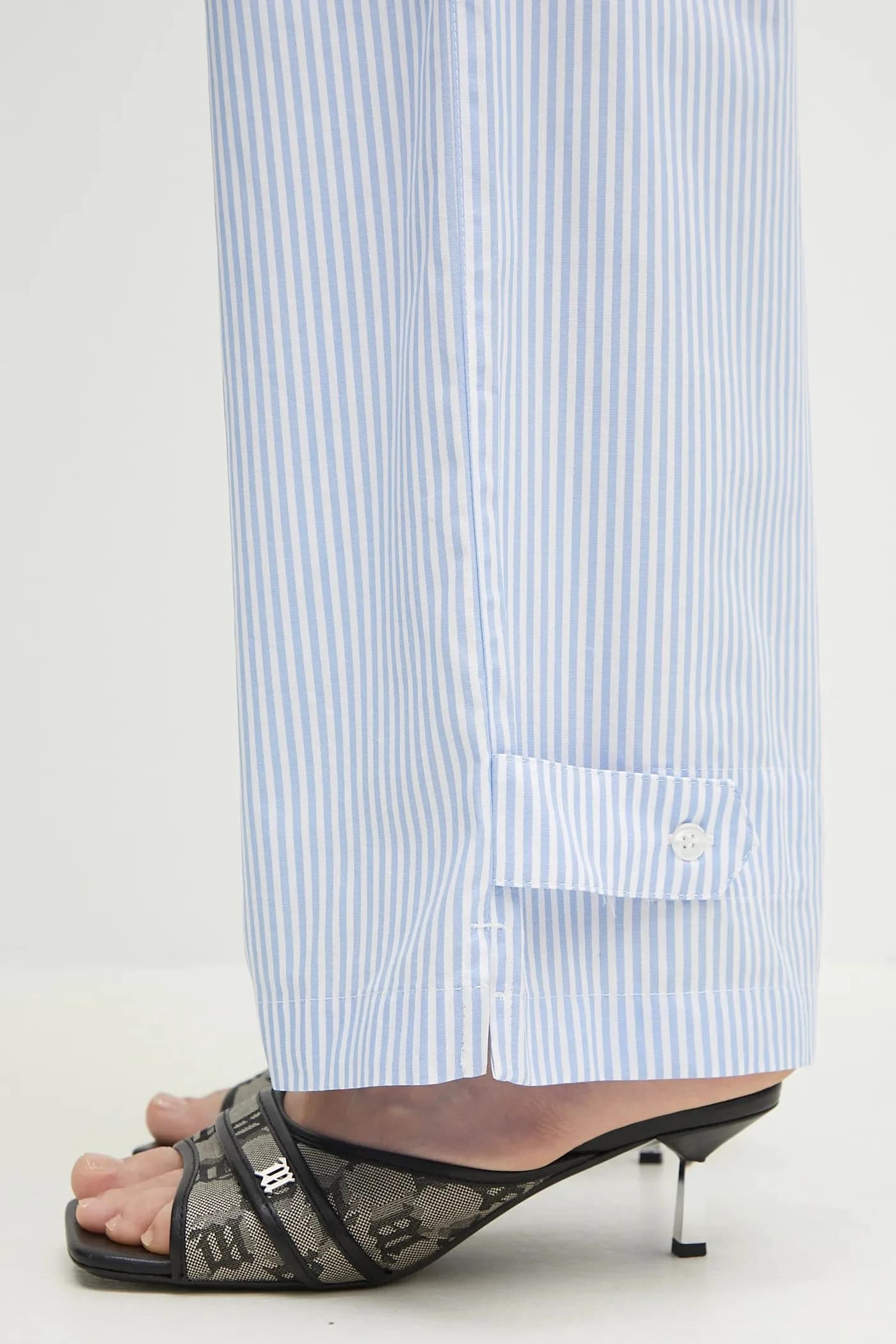 Хлопковые брюки в полоску с логотипом - фото 4