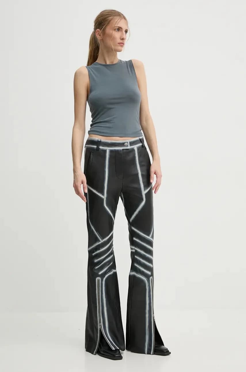 Мотобрюки Кожаные брюки с детальной отделкой - фото 2