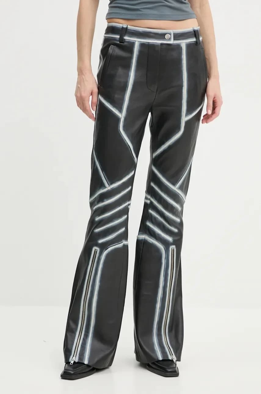 Мотобрюки Кожаные брюки с детальной отделкой - фото 4