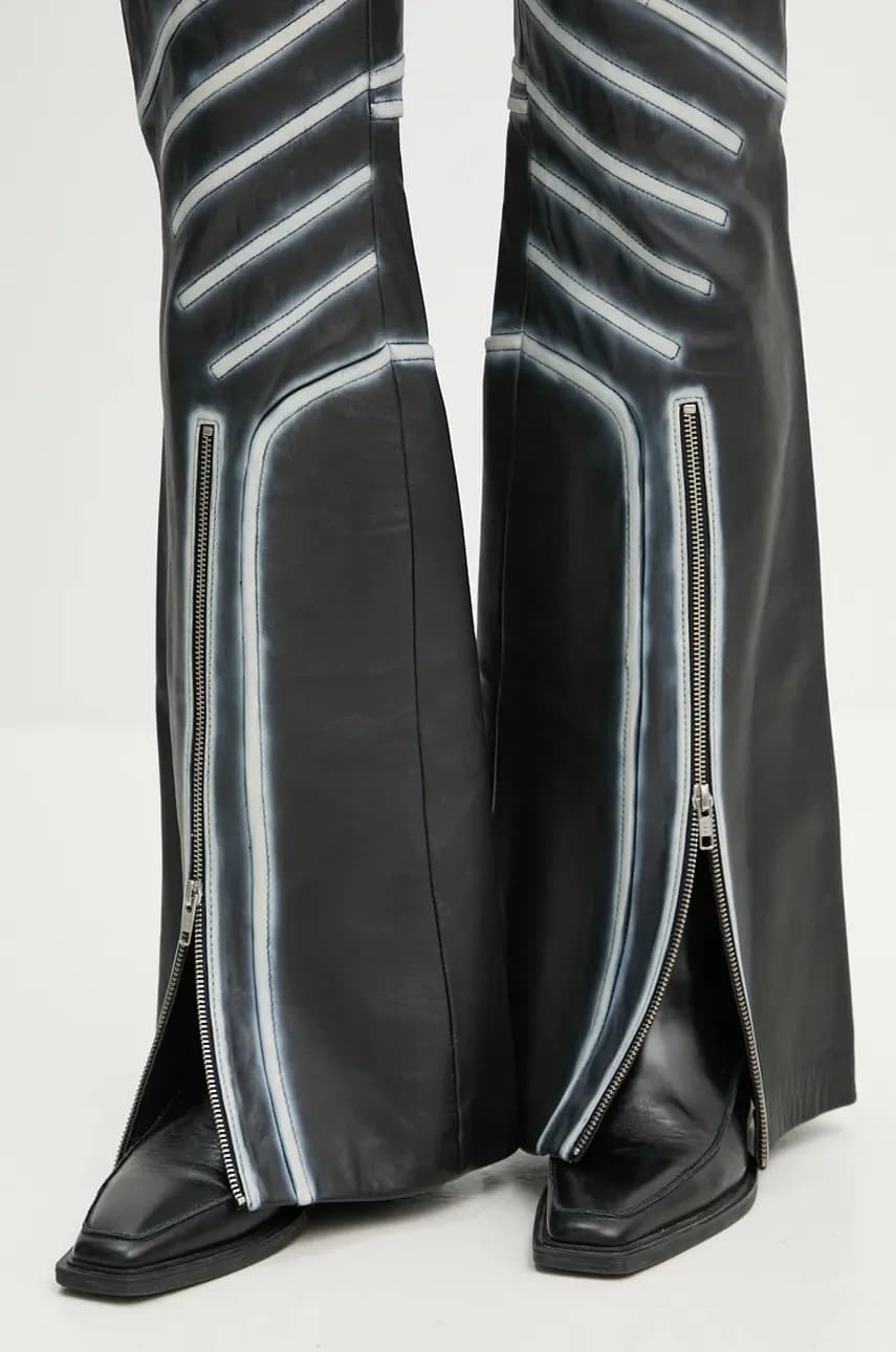 Мотобрюки Кожаные брюки с детальной отделкой - фото 5