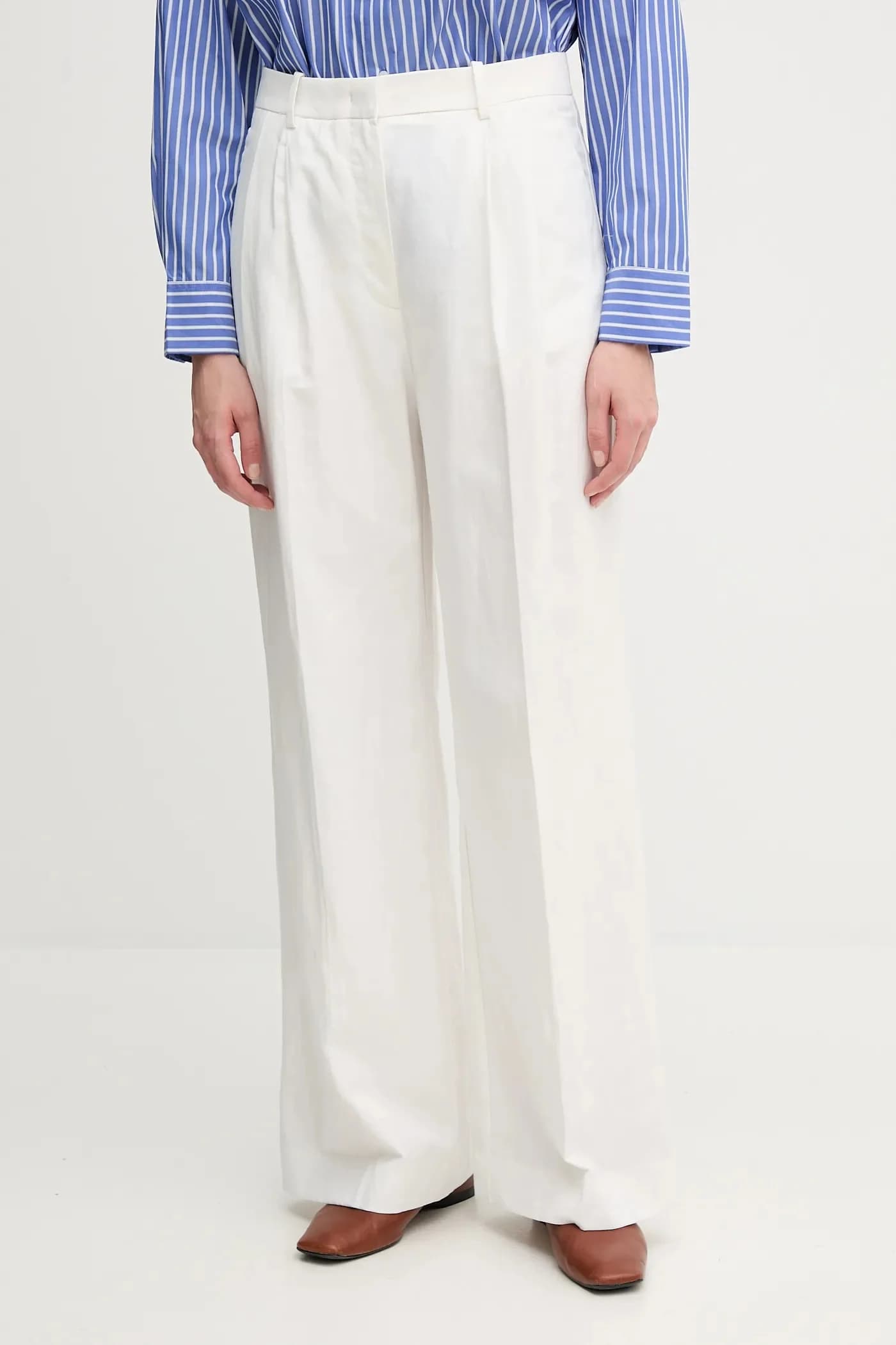 Брюки из смесового льна