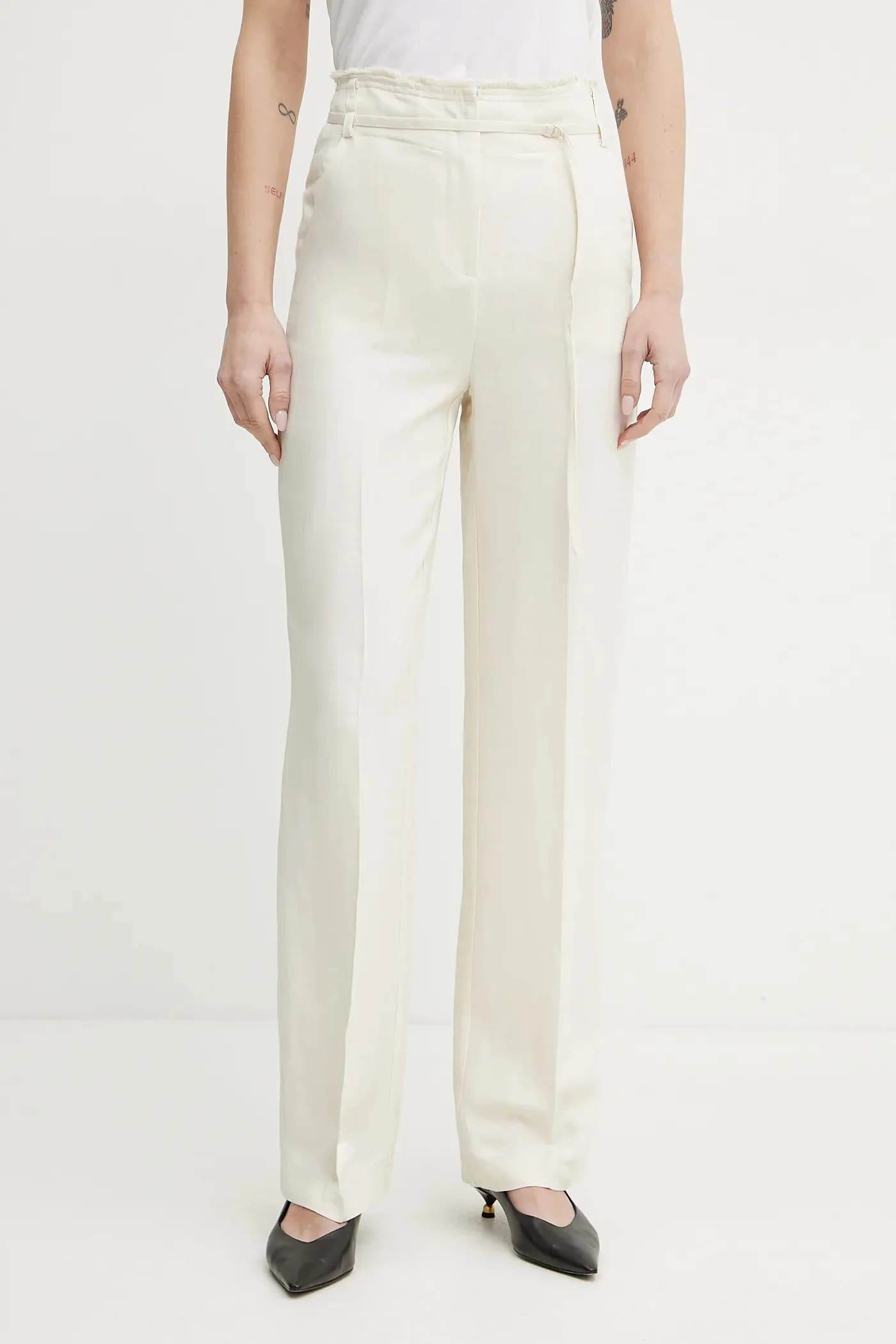 Брюки из смесового льна