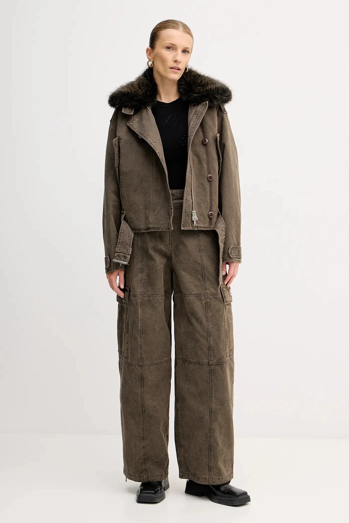 Брюки-карго из окрашенной парусины - фото 2