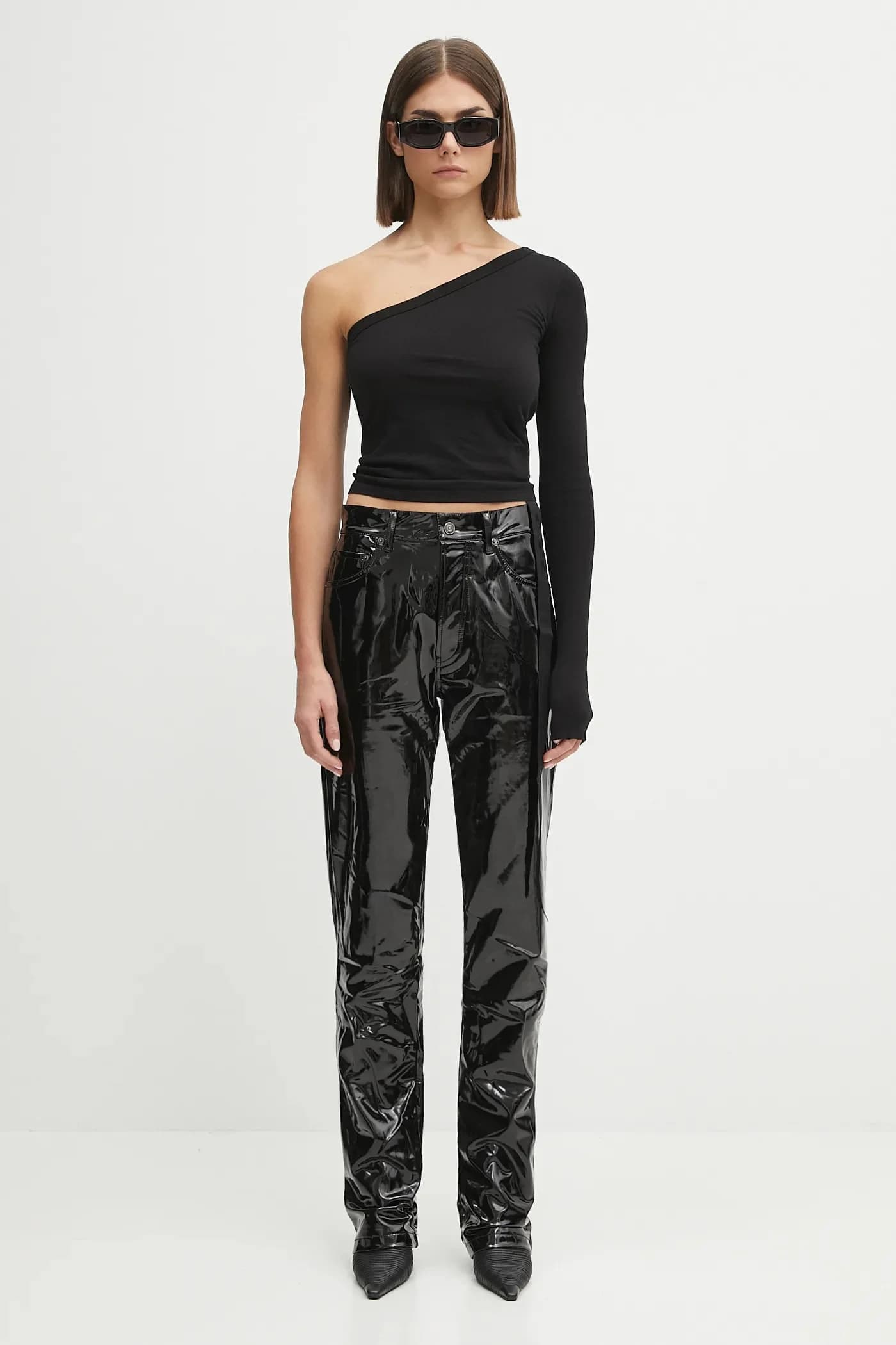 Брюки прямого кроя из эластичного винила - фото 5