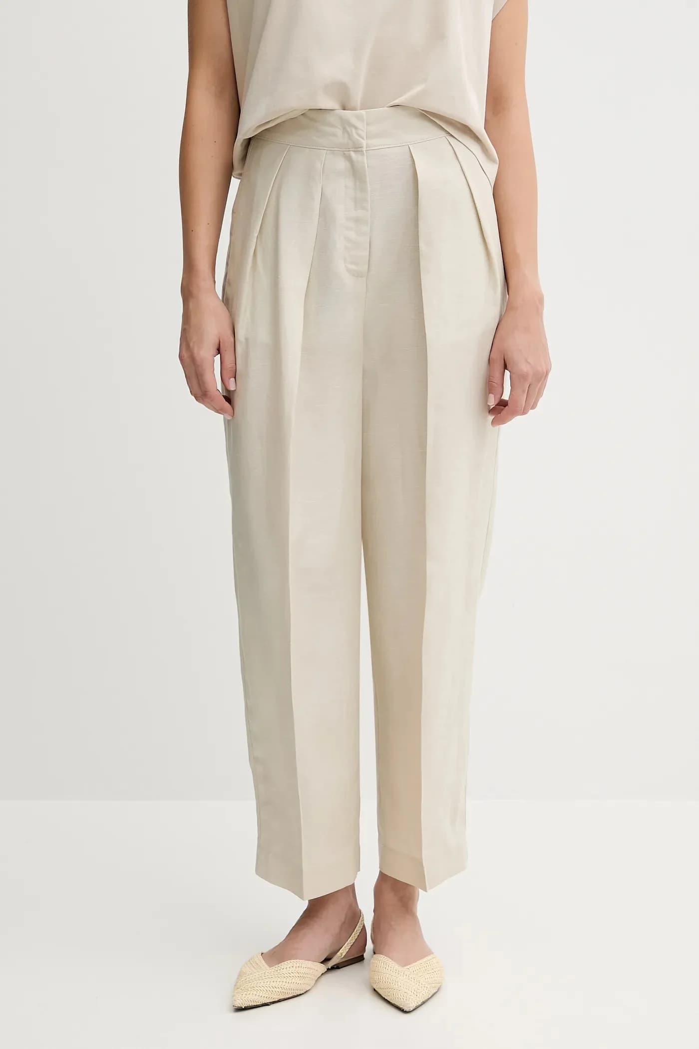 Брюки из смесового льна