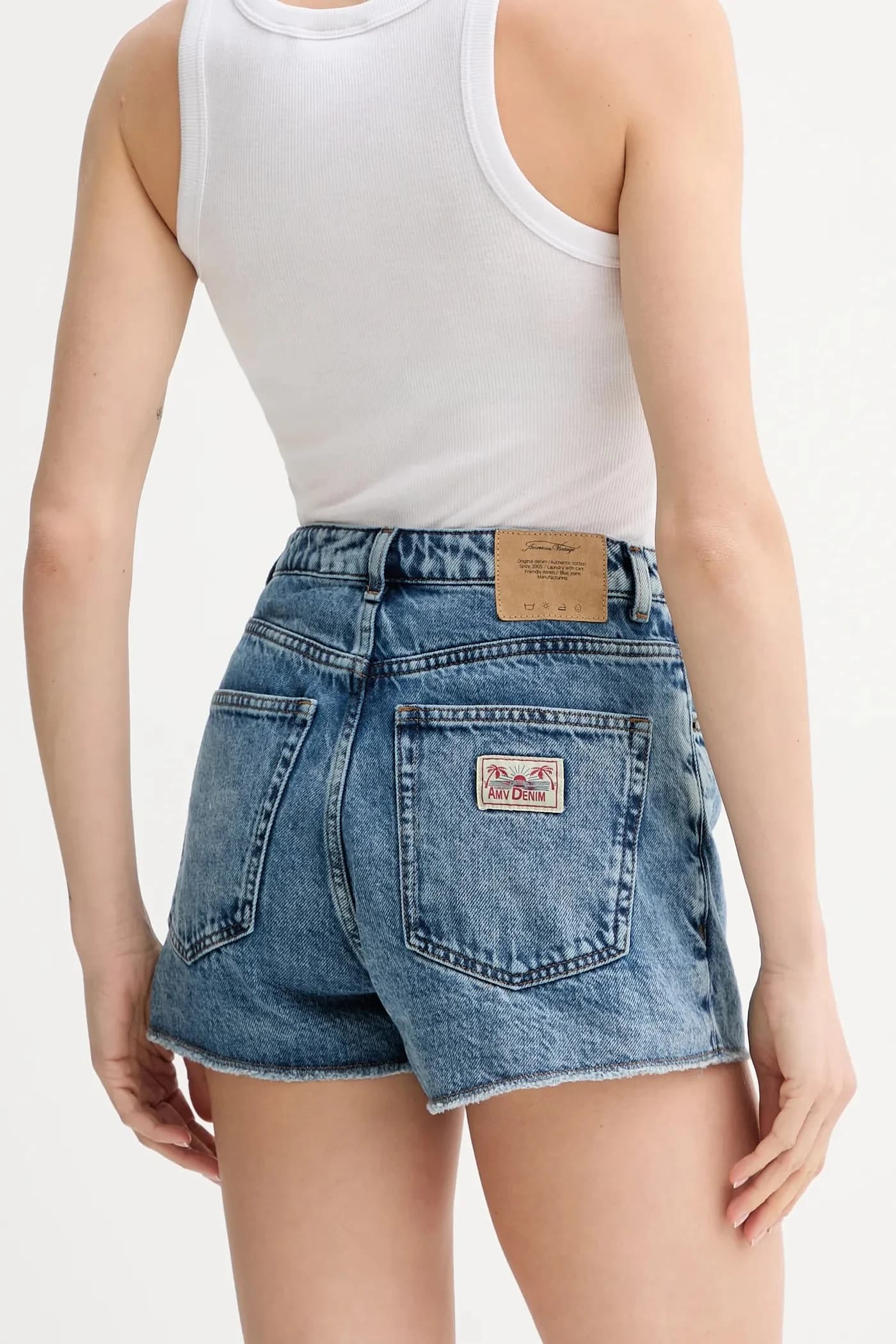 Хлопковые джинсовые шорты - фото 3