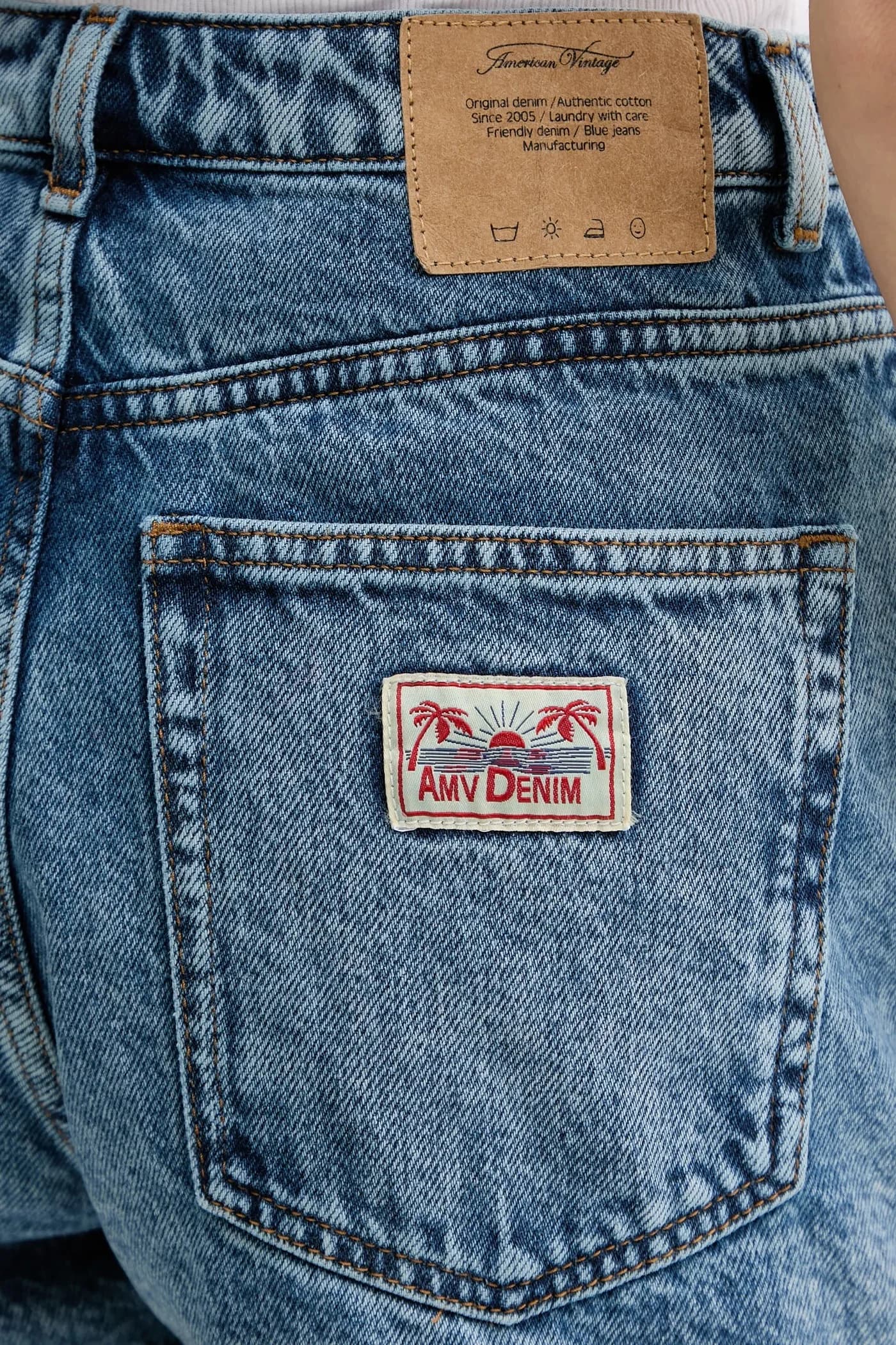 Хлопковые джинсовые шорты - фото 4