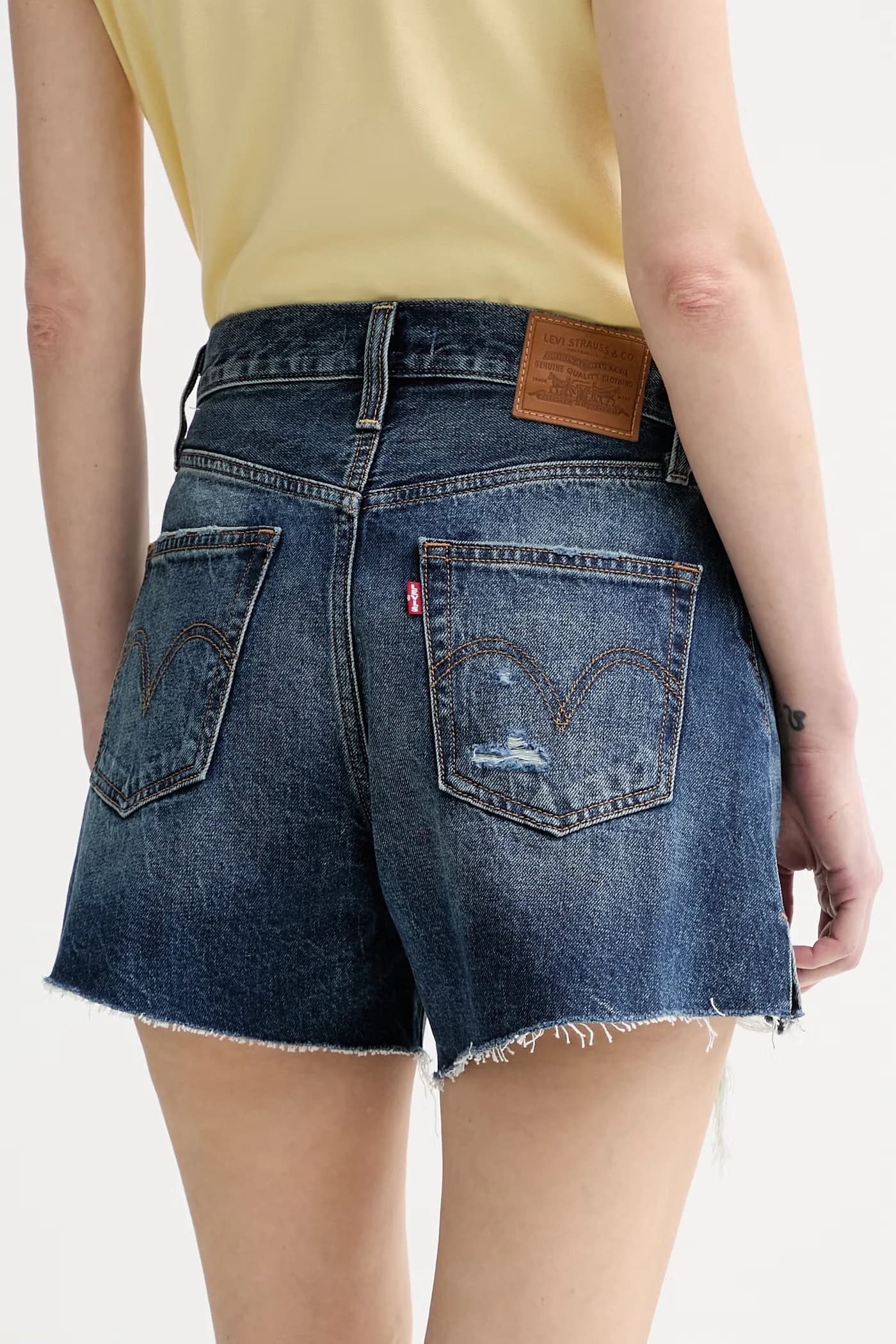 джинсовые шорты RIBCAGE ТРАПЕЦИЕВИДНОСТИ - фото 3