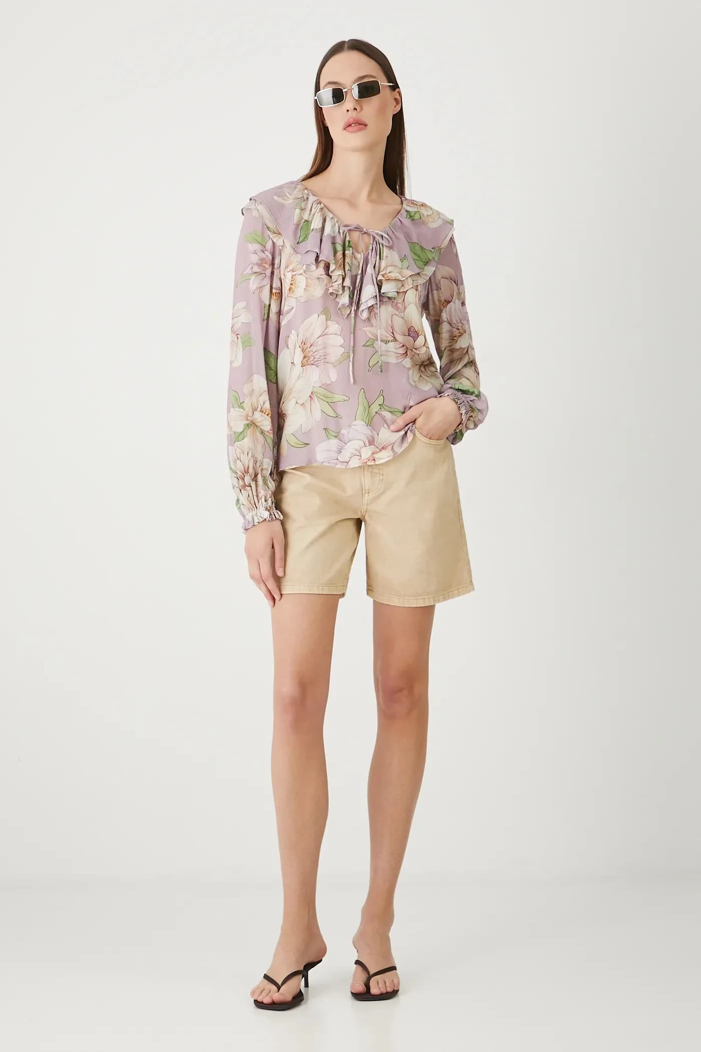 Хлопковые джинсовые шорты - фото 4